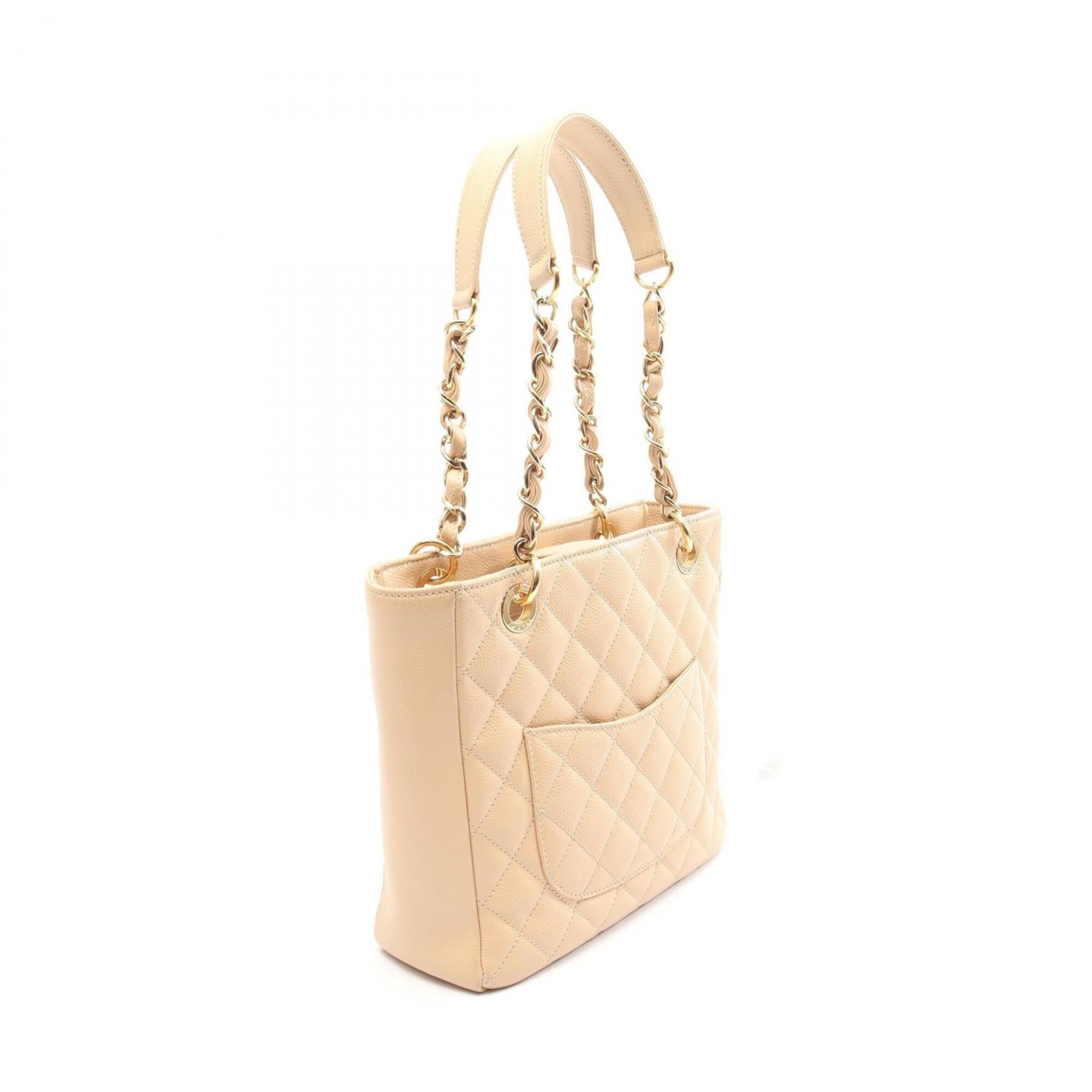 Chanel Beige Grained Calfskin Handbag Tote Bag (Pre-Owned)