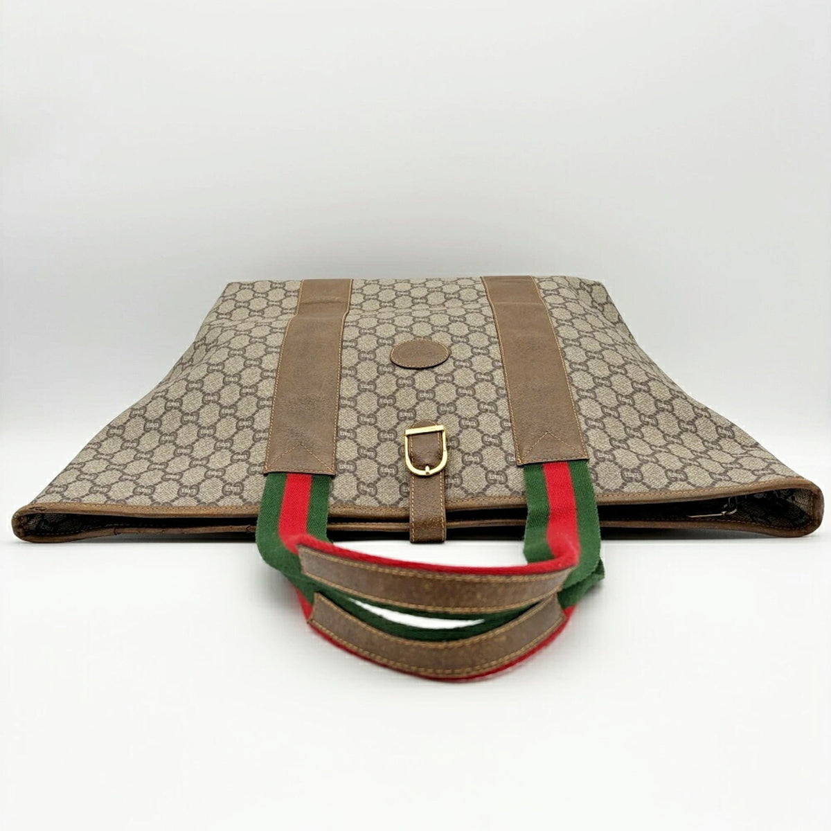 Gucci Beige Brown Green Red Color Pvc Leather Shoulder Bag Tote Bag (Pre-Owned)
