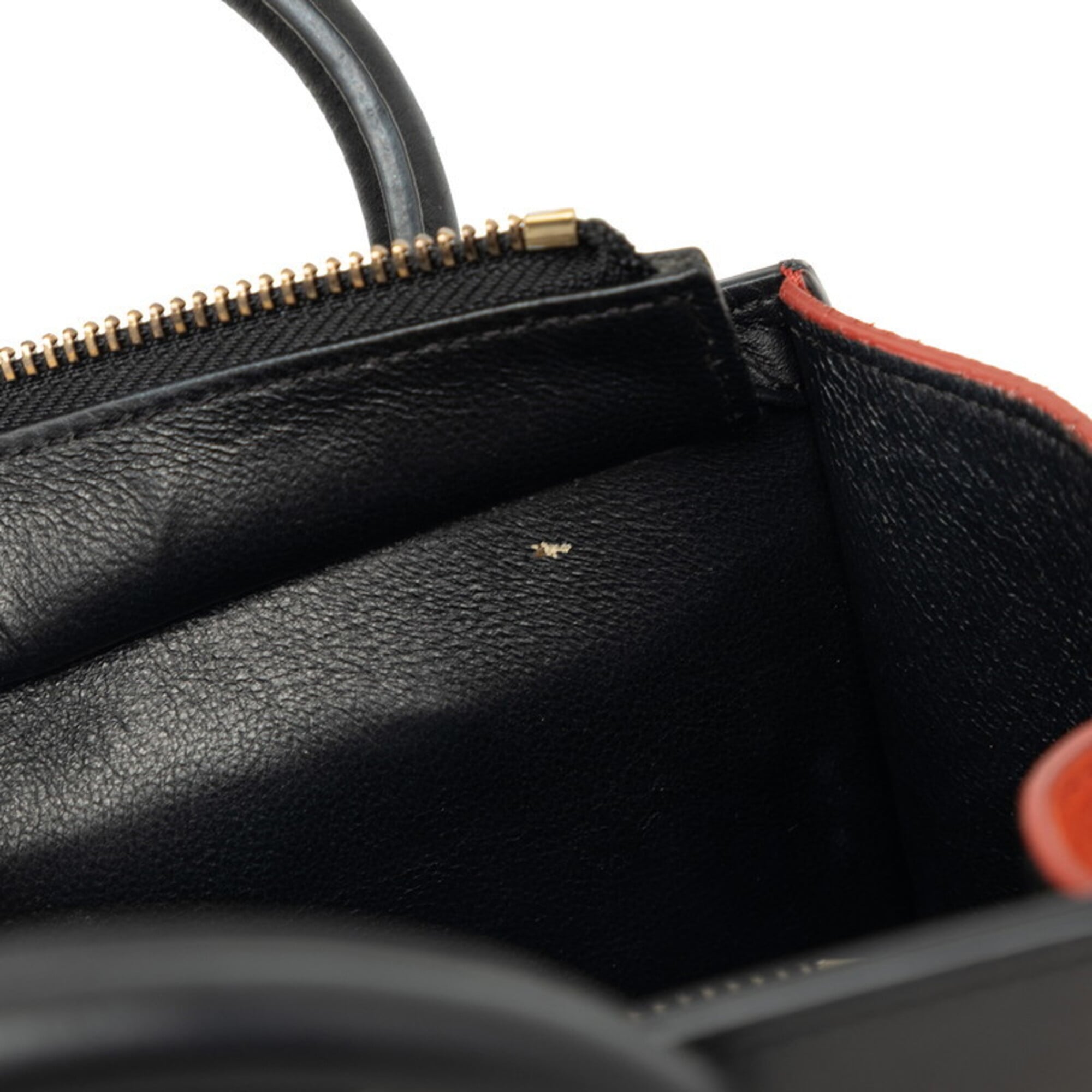 Celine Beige Black Red Color Leather Handbag Shoulder Bag (Pre-Owned)