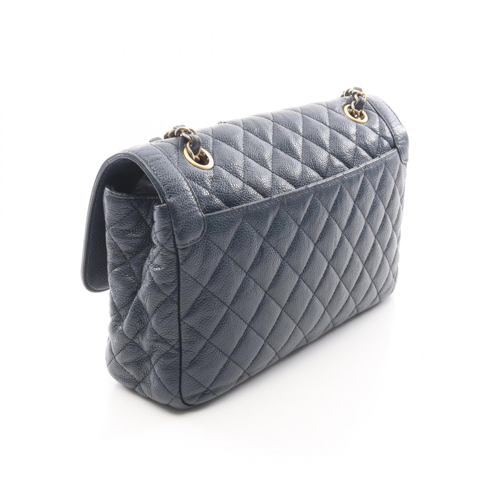 Chanel Navy Grained Calfskin Handbag Shoulder Bag (Pre-Owned)