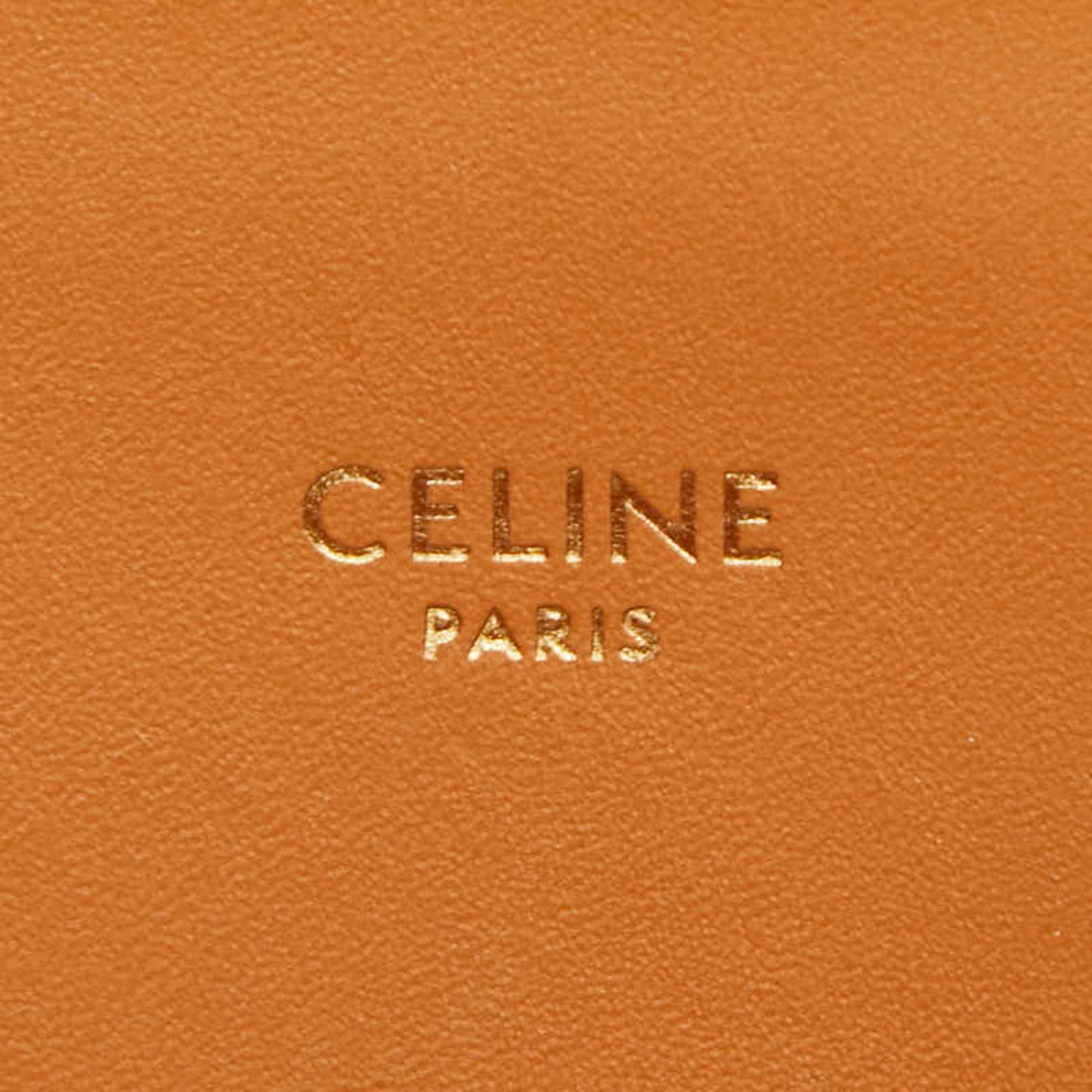 Celine Cabas Brown Ivory Canvas Leather Handbag Shoulder Bag (Pre-Owned)