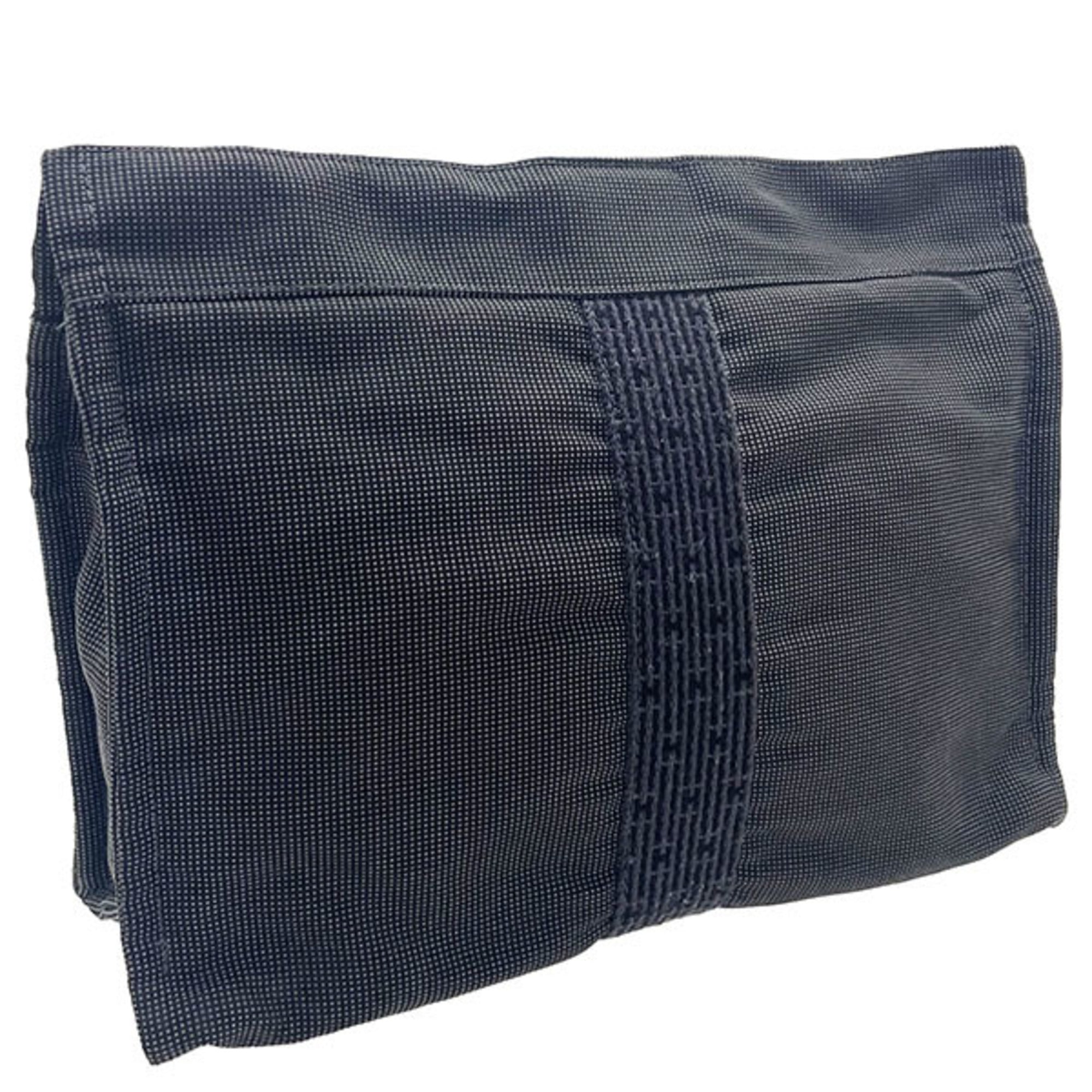 Hermes Gray Nylon Canvas Clutch Bag Pouch (Pre-Owned)