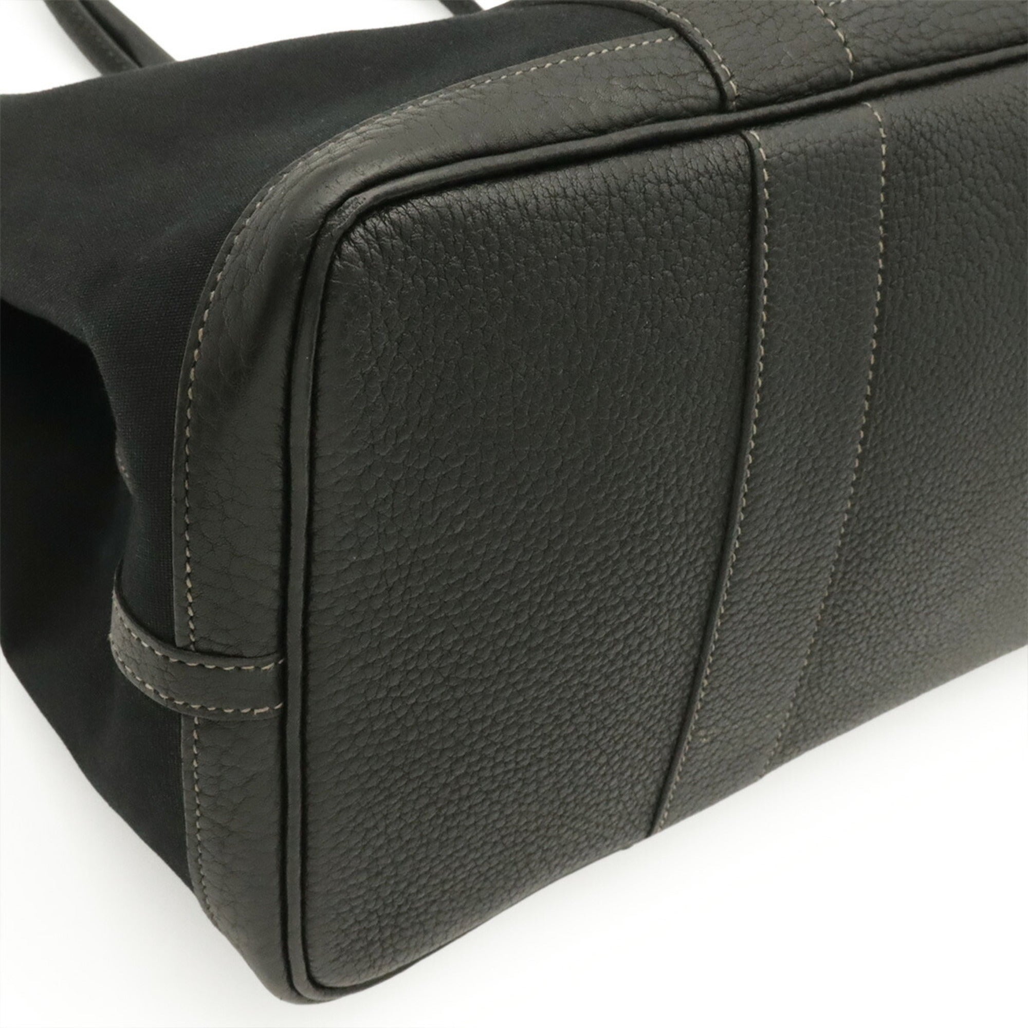 Hermes Black Toile Officier Handbag Shoulder Bag Tote Bag (Pre-Owned)