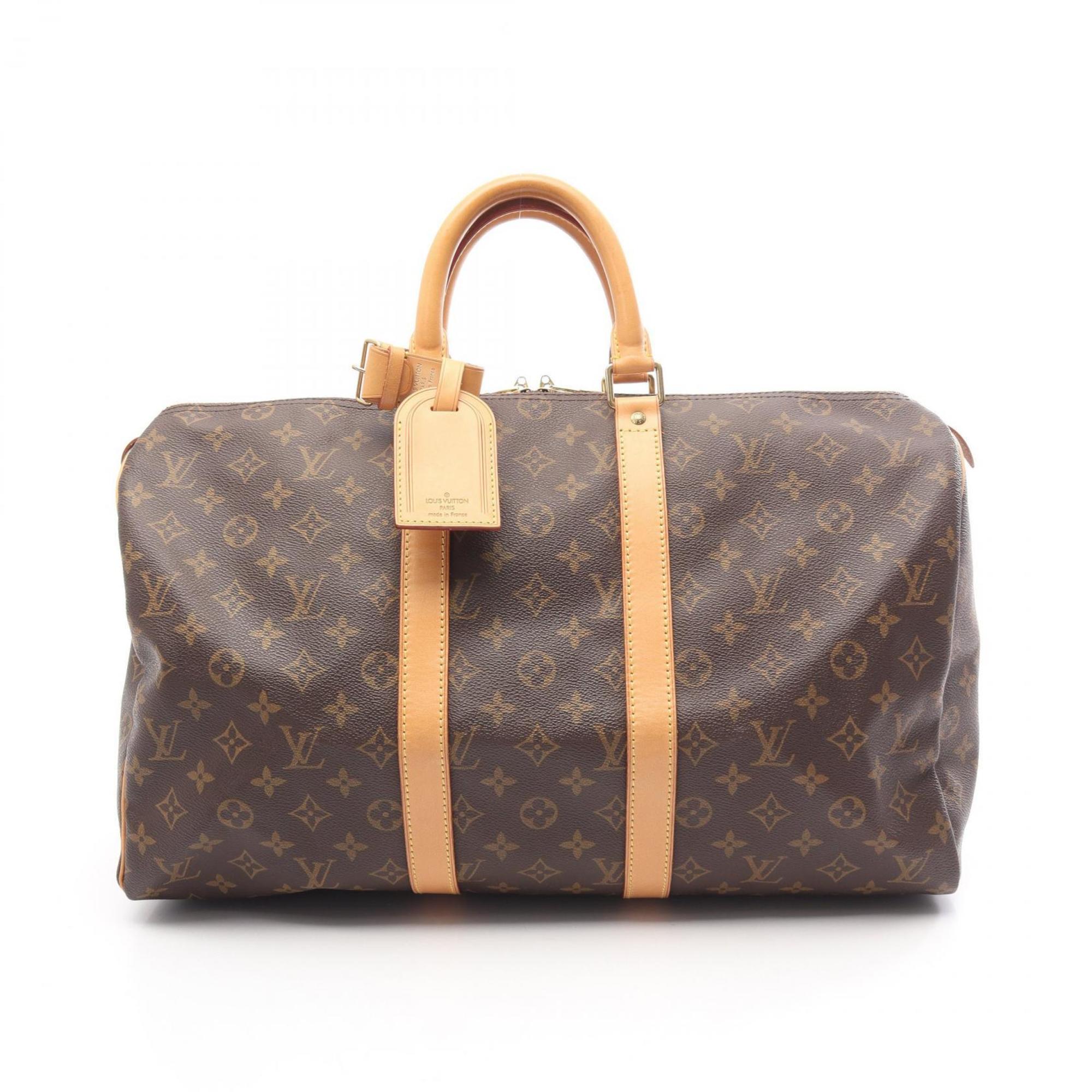 Louis Vuitton Brown Monogram Coated Canvas Leather Boston Bag Handbag (Pre-Owned)