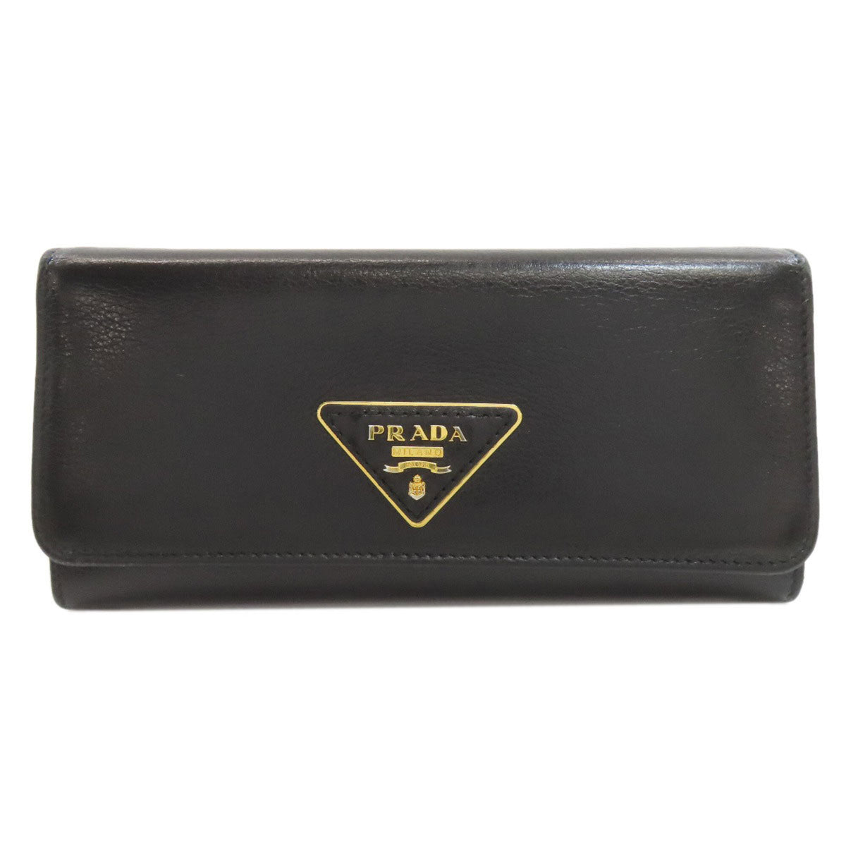 Prada Black Leather Long Wallet (Bi-Fold) (Pre-Owned)