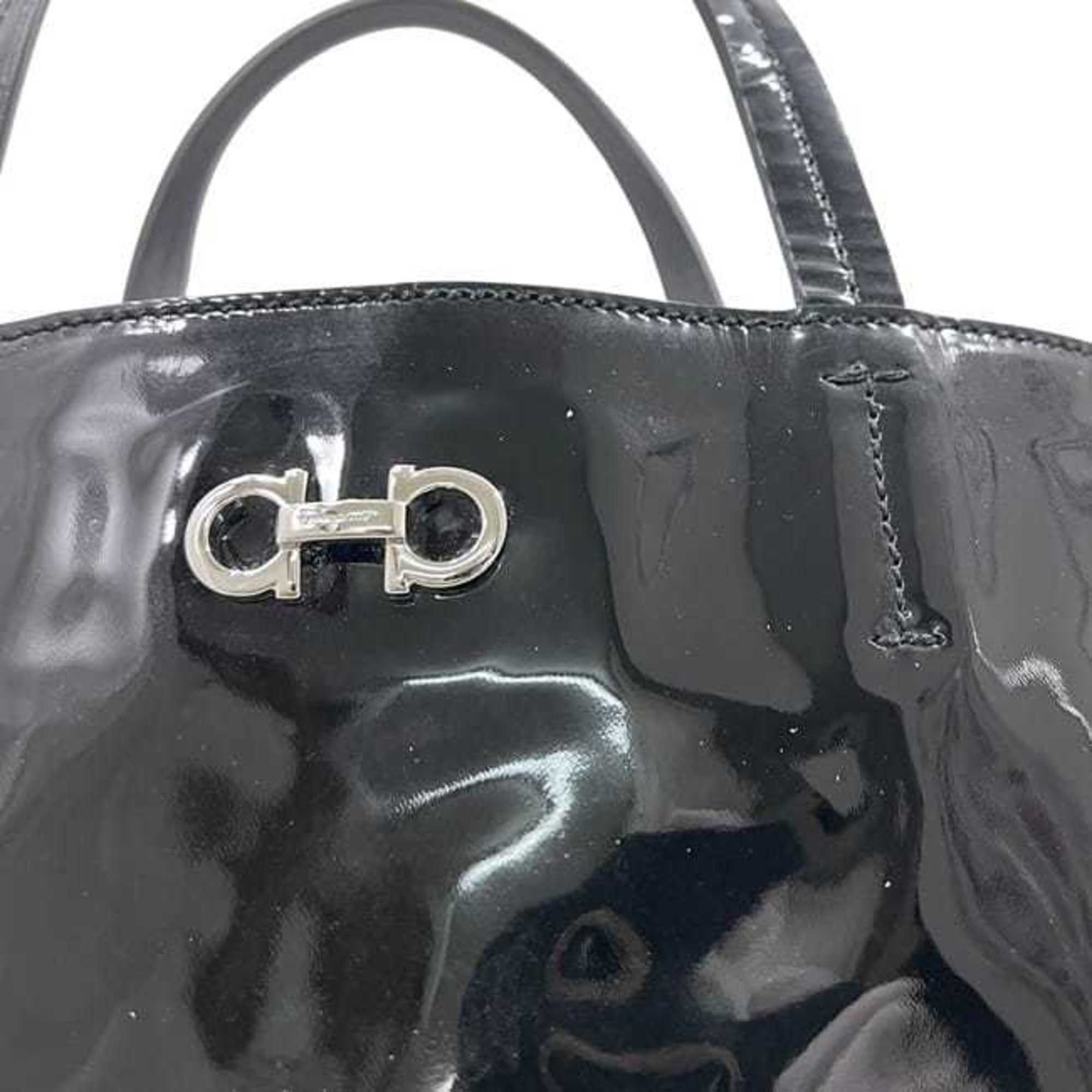 Salvatore Ferragamo Black Patent Leather Tote Bag (Pre-Owned)