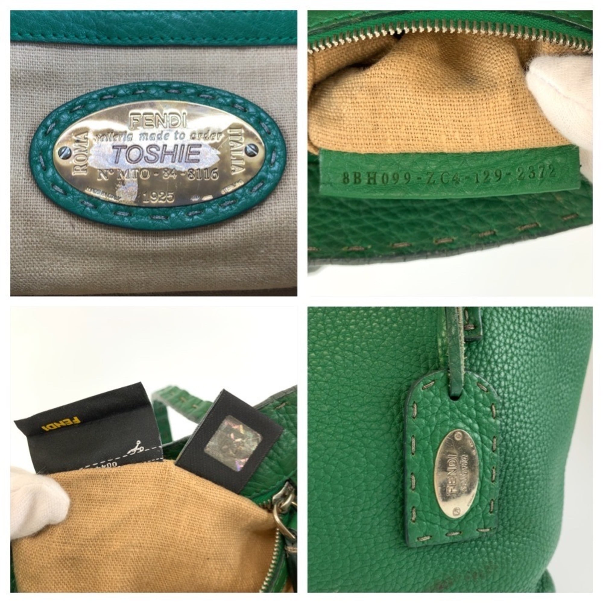 Fendi Green Leather Handbag Tote Bag (Pre-Owned)