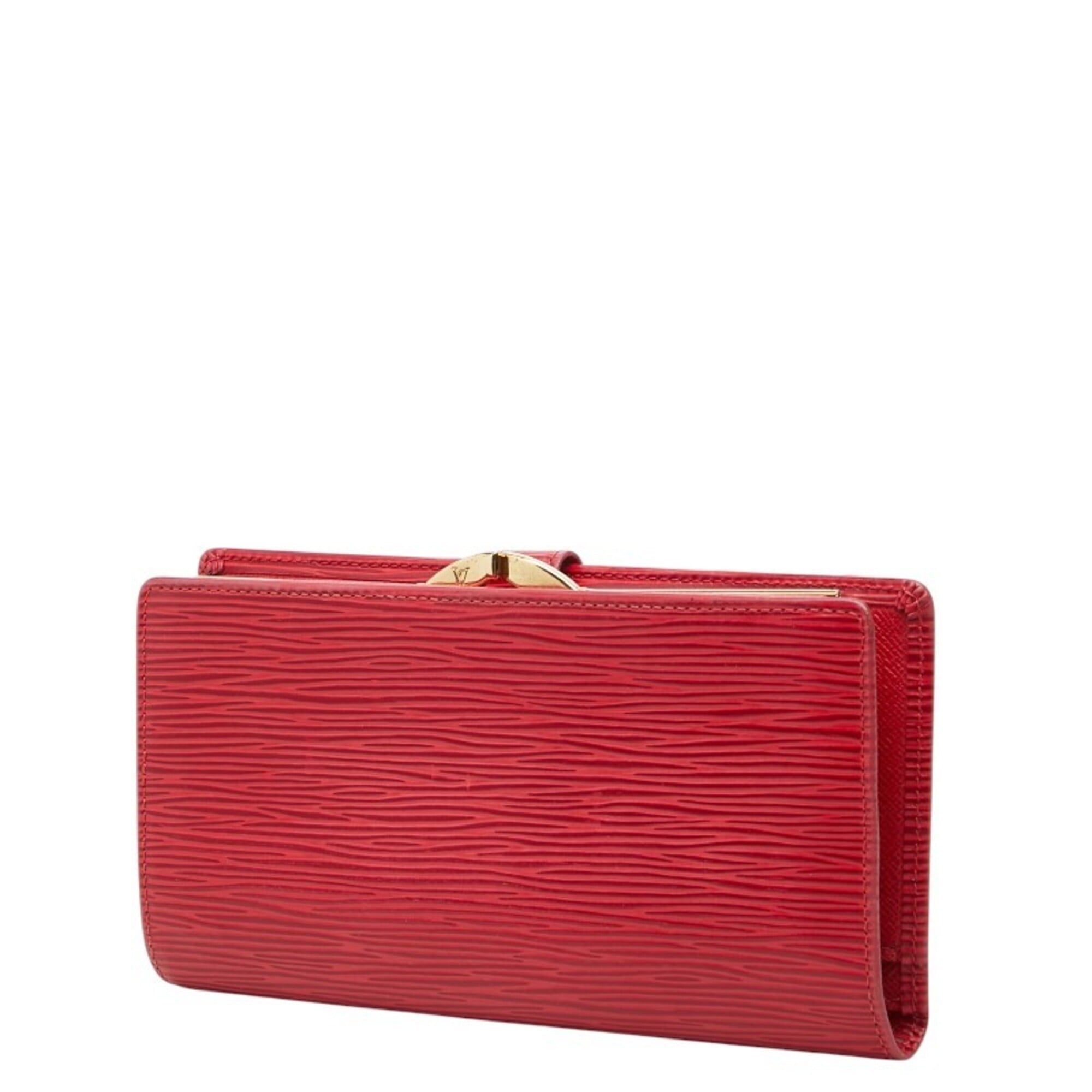 Louis Vuitton Castilian Red Leather Long Wallet (Bi-Fold) (Pre-Owned)
