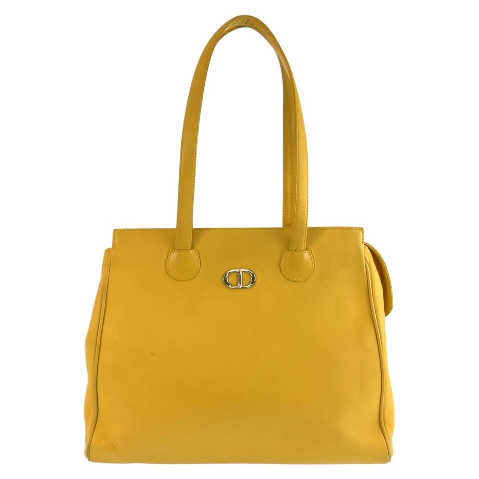 Christian Dior Yellow Leather Shoulder Bag Tote Bag (Pre-Owned)