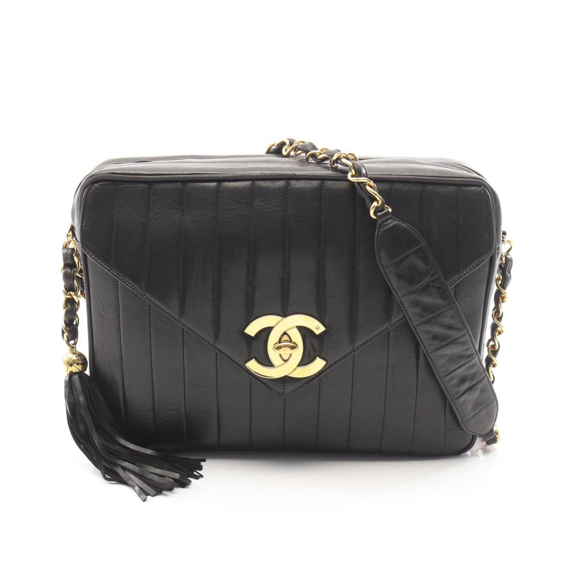 Chanel Black Leather Handbag Shoulder Bag (Pre-Owned)