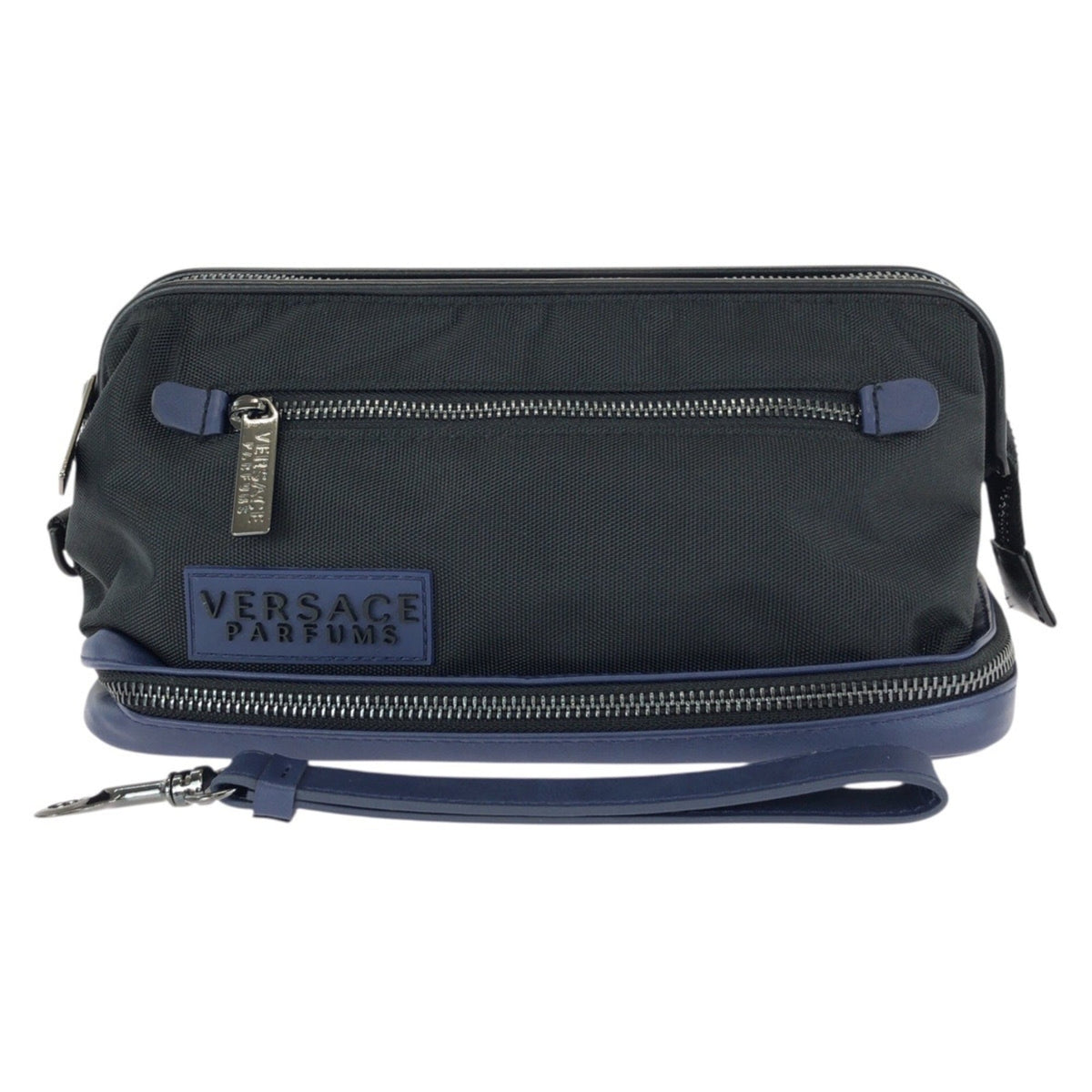 Versace Black Navy Nylon Clutch Bag (Pre-Owned)