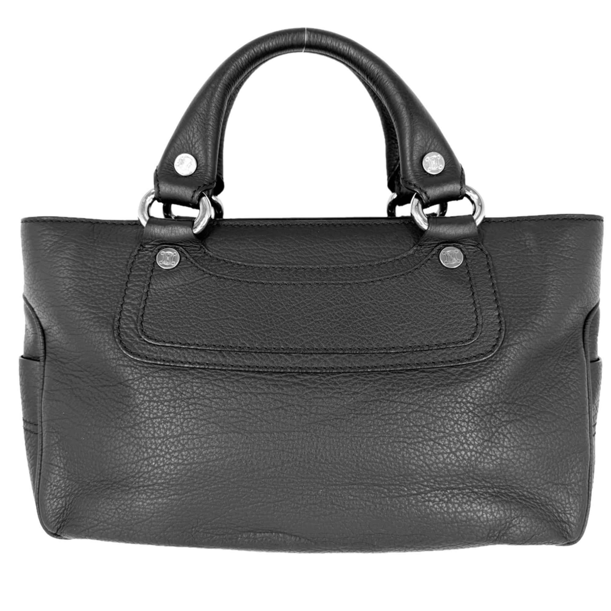 Celine Macadam Black Leather Handbag Tote Bag (Pre-Owned)