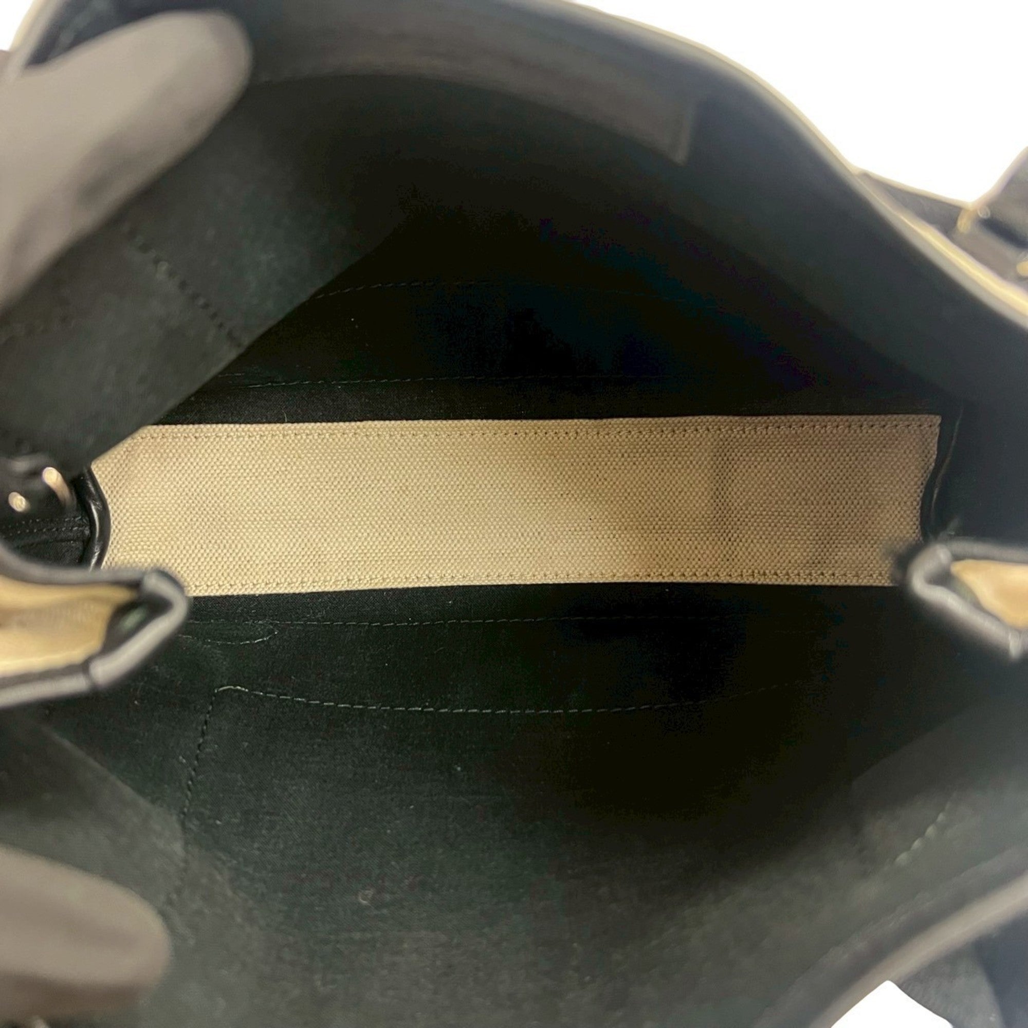 Balenciaga Black Ivory Canvas Leather Handbag Pouch Shoulder Bag (Pre-Owned)