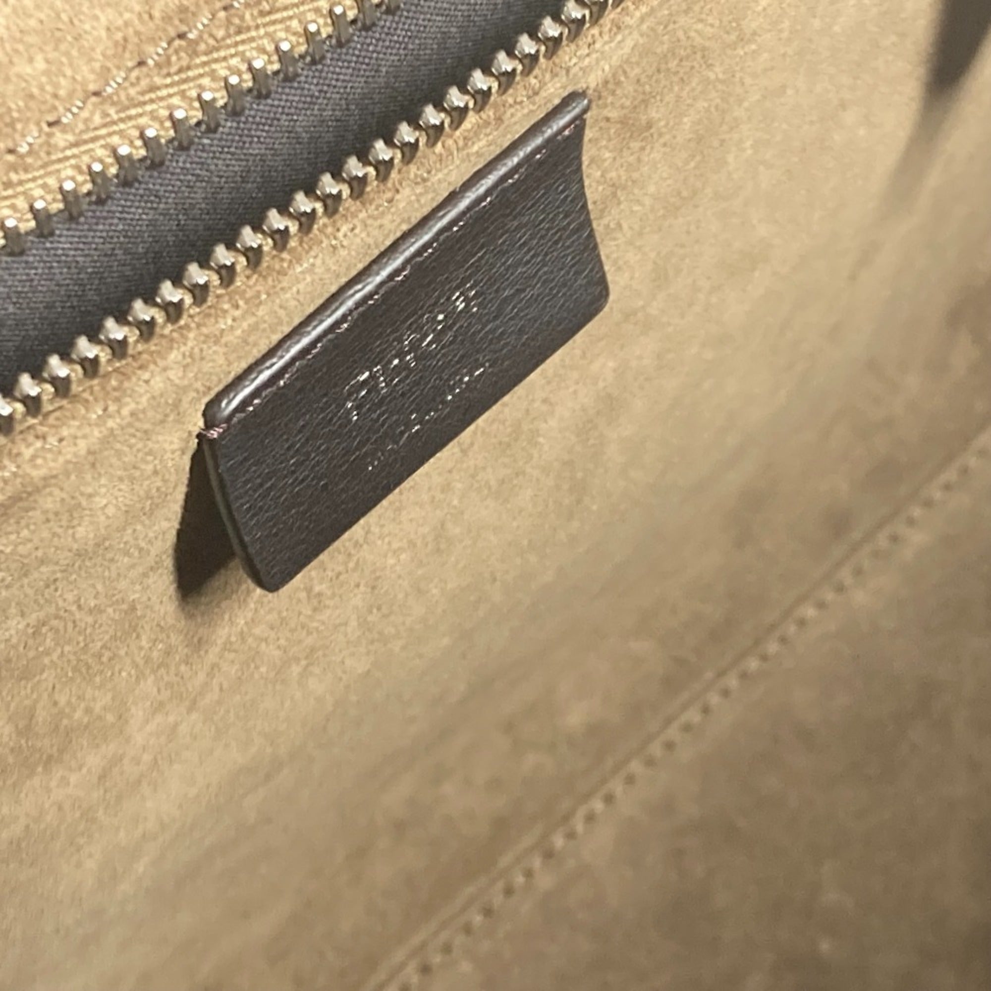 Fendi Zucca Beige Brown Canvas Leather Handbag Shoulder Bag (Pre-Owned)