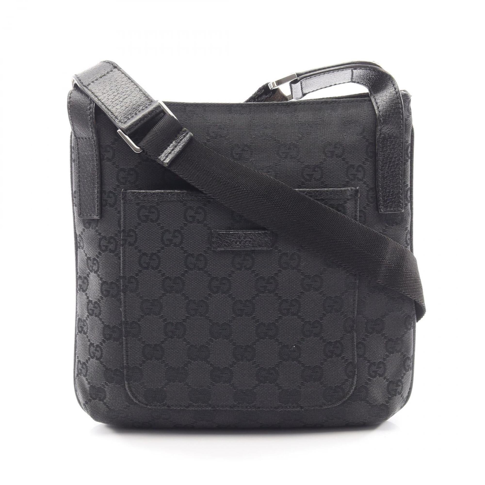 Gucci Black Canvas Leather Handbag Shoulder Bag (Pre-Owned)