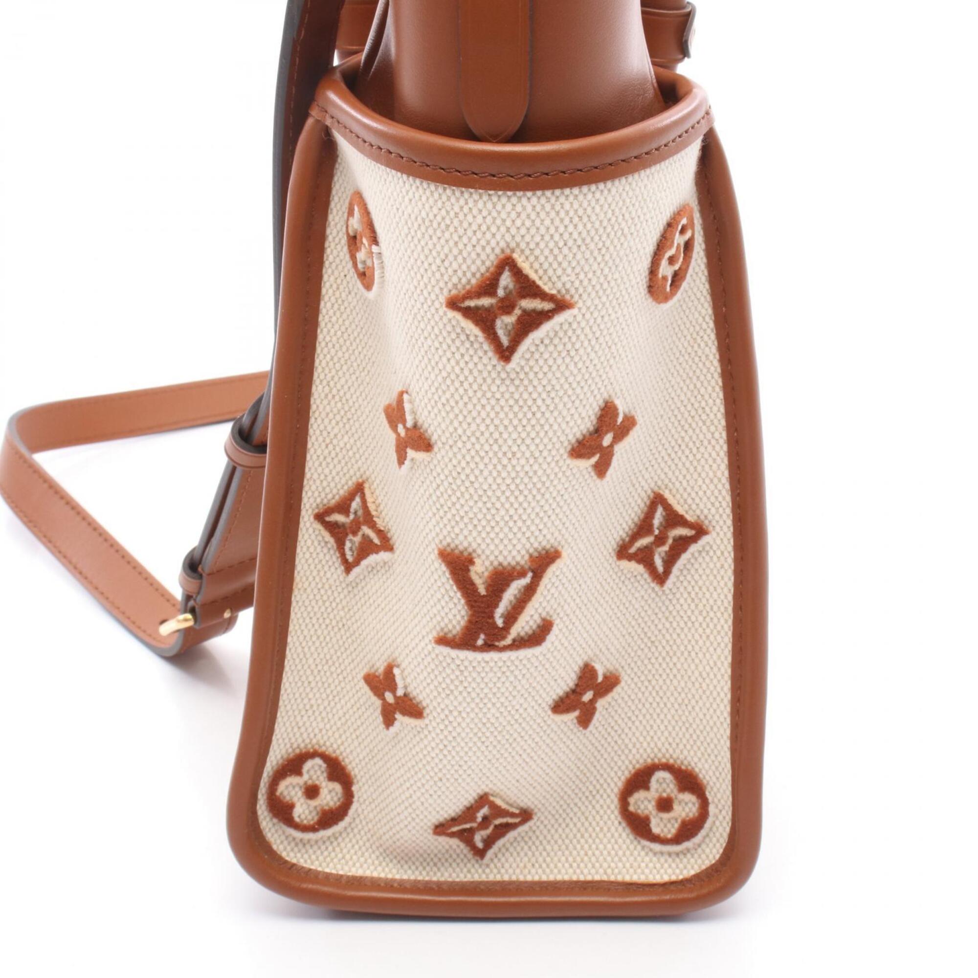 Louis Vuitton Beige Brown Canvas Leather Handbag (Pre-Owned)