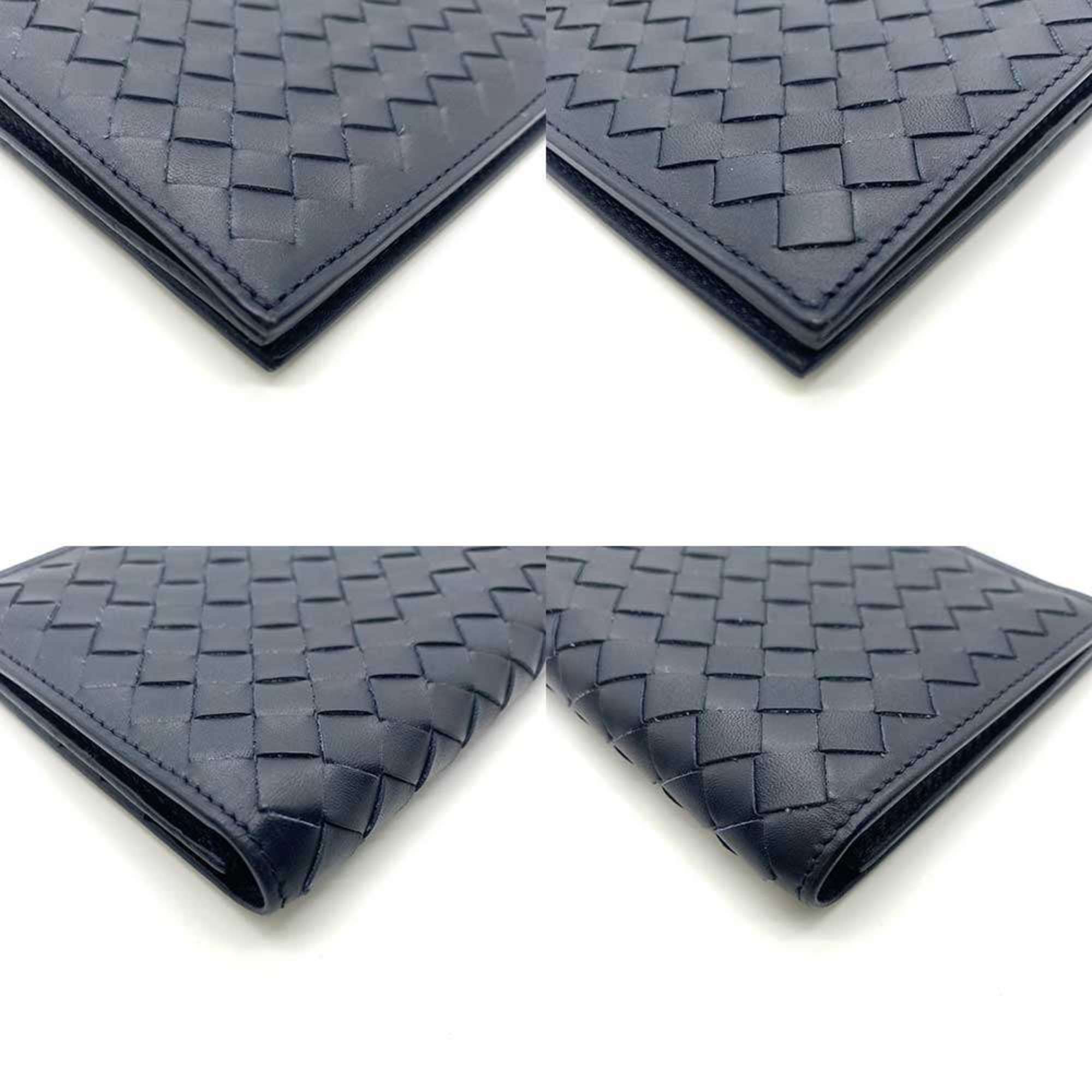 Bottega Veneta Intrecciato Navy Leather Bill Wallet (Bi-Fold) (Pre-Owned)