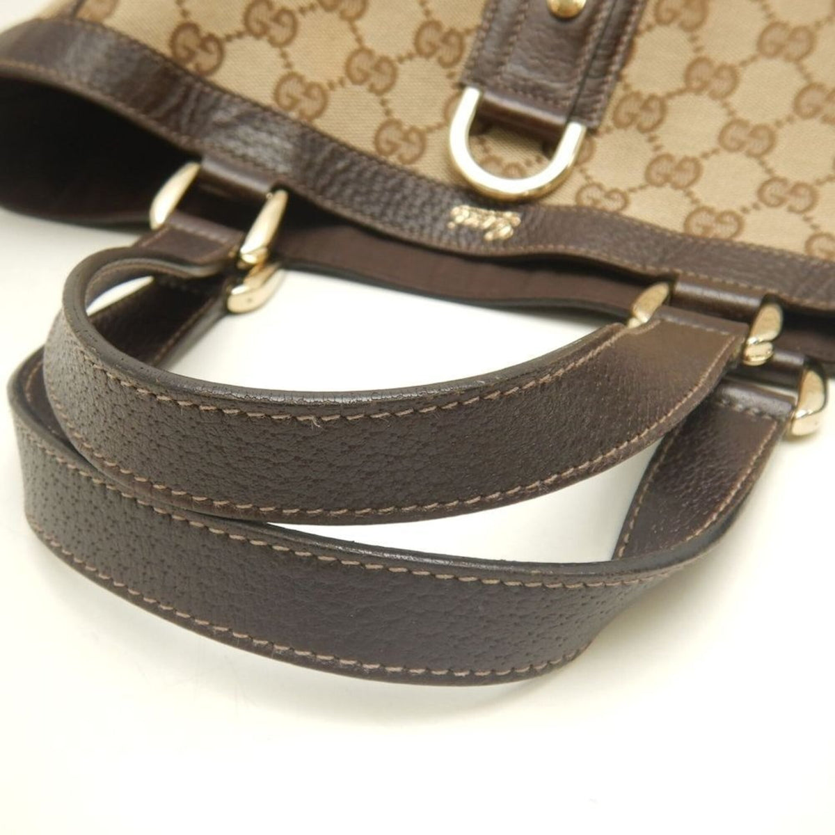 Gucci Abbey Beige Brown Gg Canvas Leather Tote Bag (Pre-Owned)