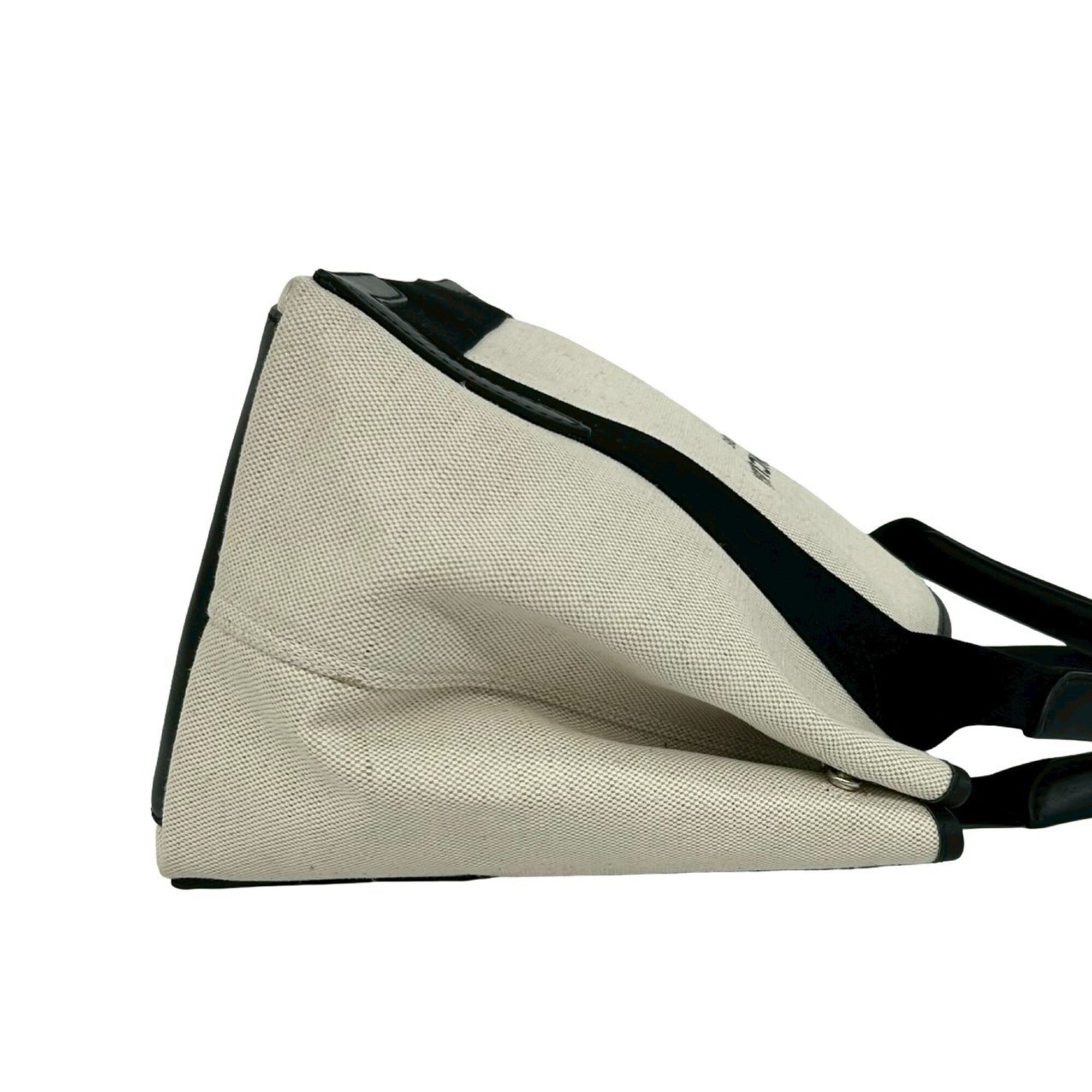 Balenciaga Black Ivory Canvas Leather Handbag Pouch Tote Bag (Pre-Owned)