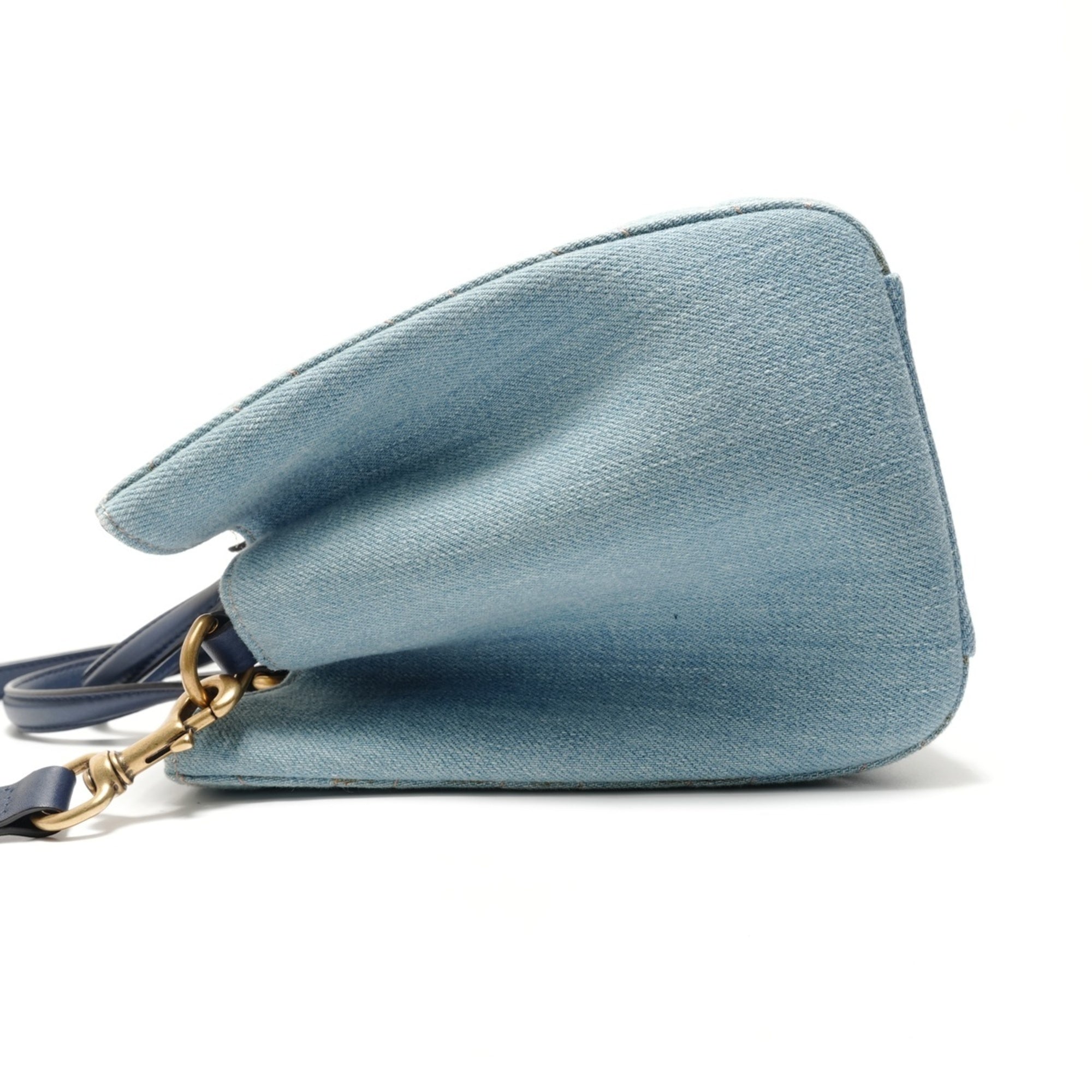Gucci Gg Marmont Blue Denim Shoulder Bag (Pre-Owned)