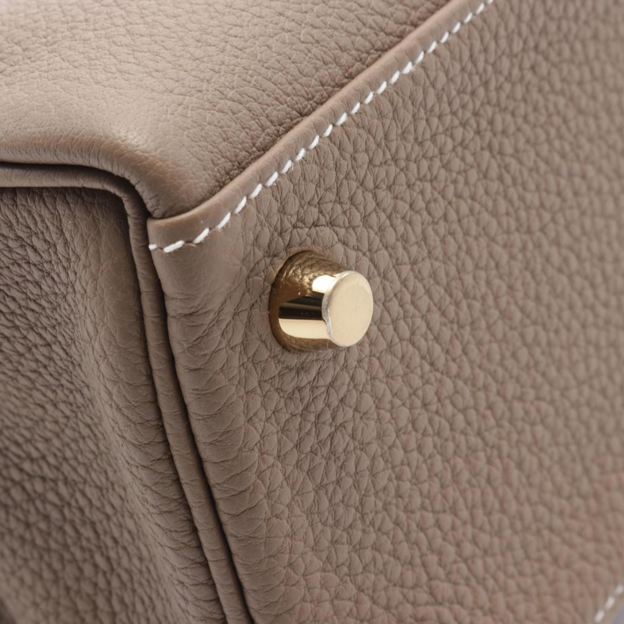 Hermes Brown Etoupe Gray Togo Leather Handbag (Pre-Owned)