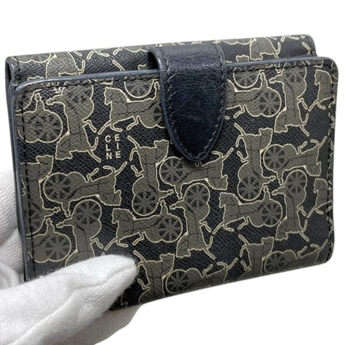 Celine Black Gray Pvc Leather Wallet (Bi-Fold) (Pre-Owned)