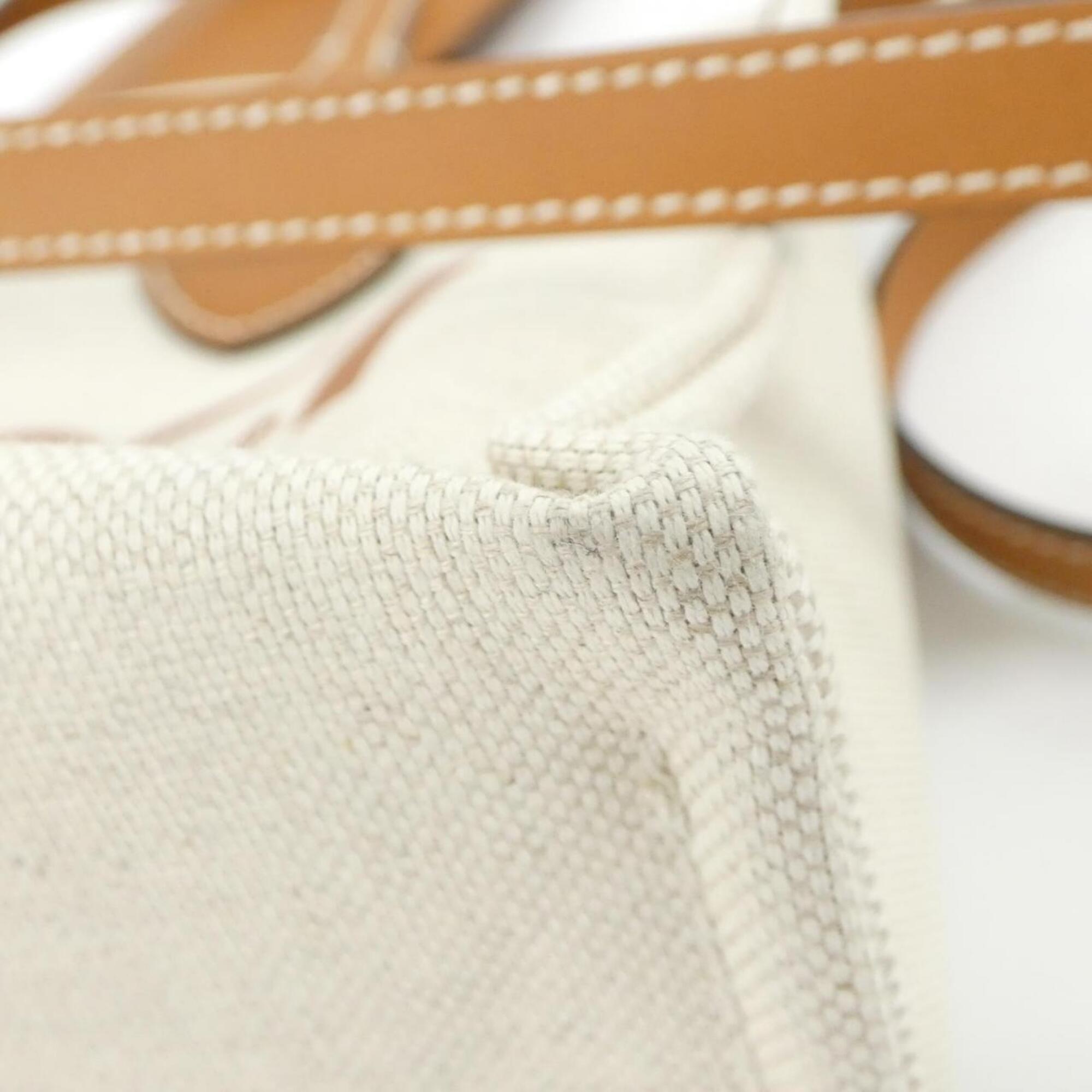 Gucci Beige Light Brown Cotton Leather Handbag Pouch (Pre-Owned)