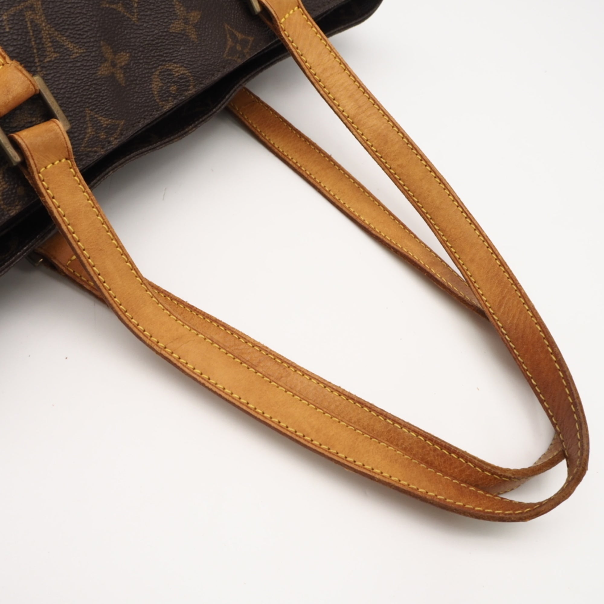 Louis Vuitton Beige Brown Coated Canvas Leather Handbag (Pre-Owned)
