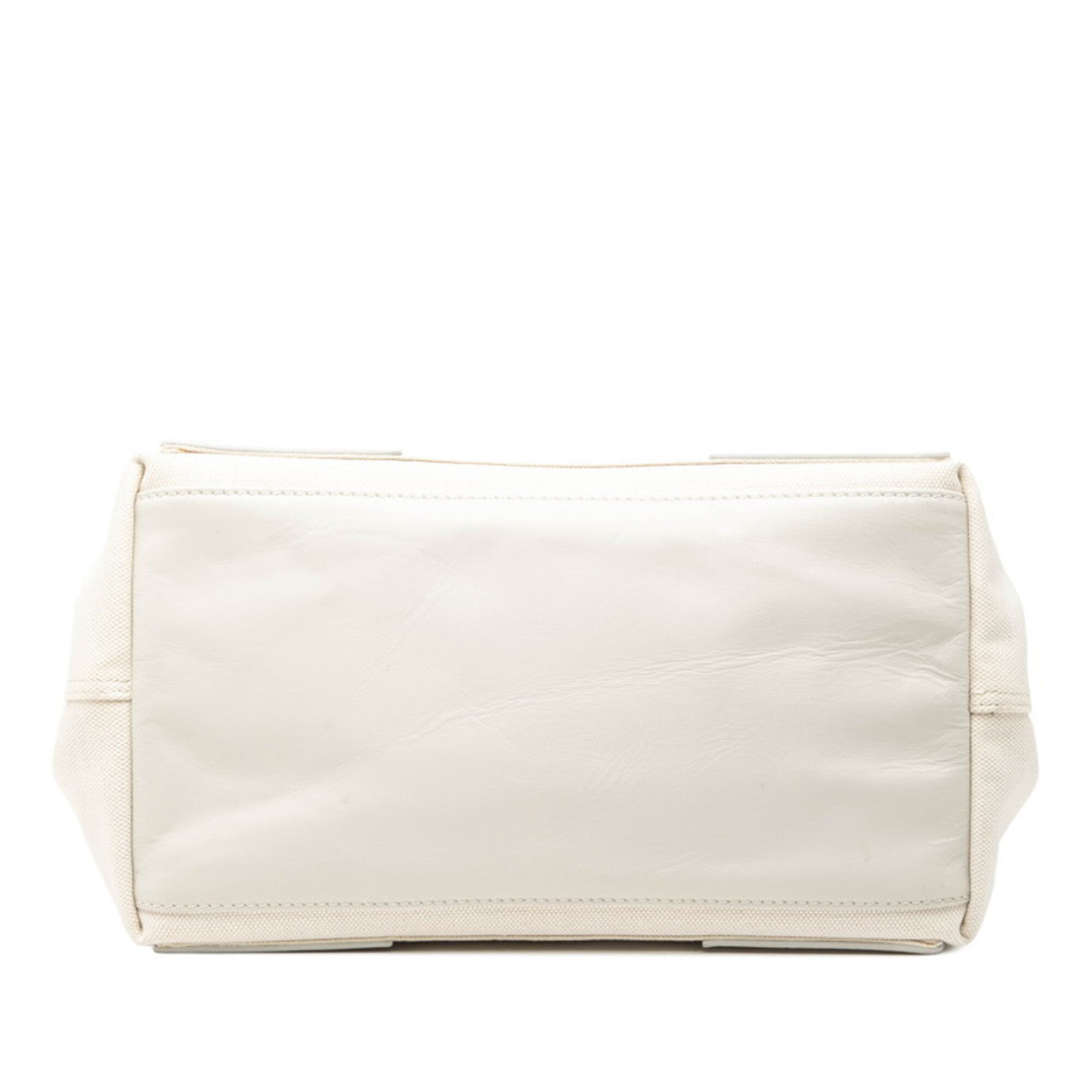 Balenciaga Ivory White Canvas Leather Handbag Pouch Tote Bag (Pre-Owned)