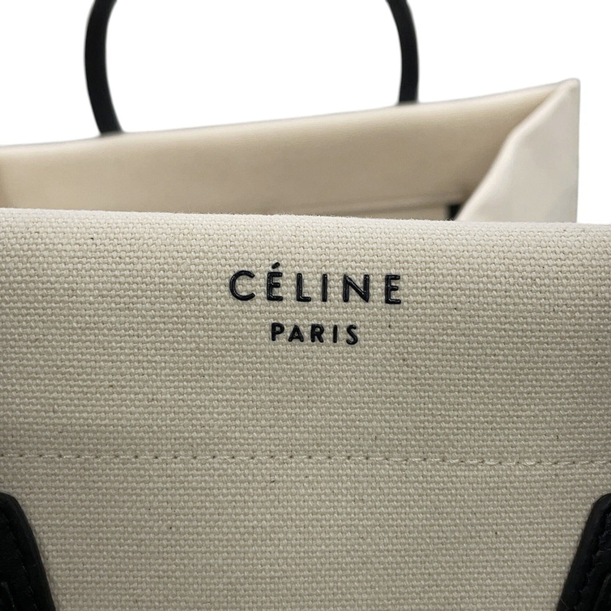 Celine Black Canvas Leather Handbag Tote Bag (Pre-Owned)