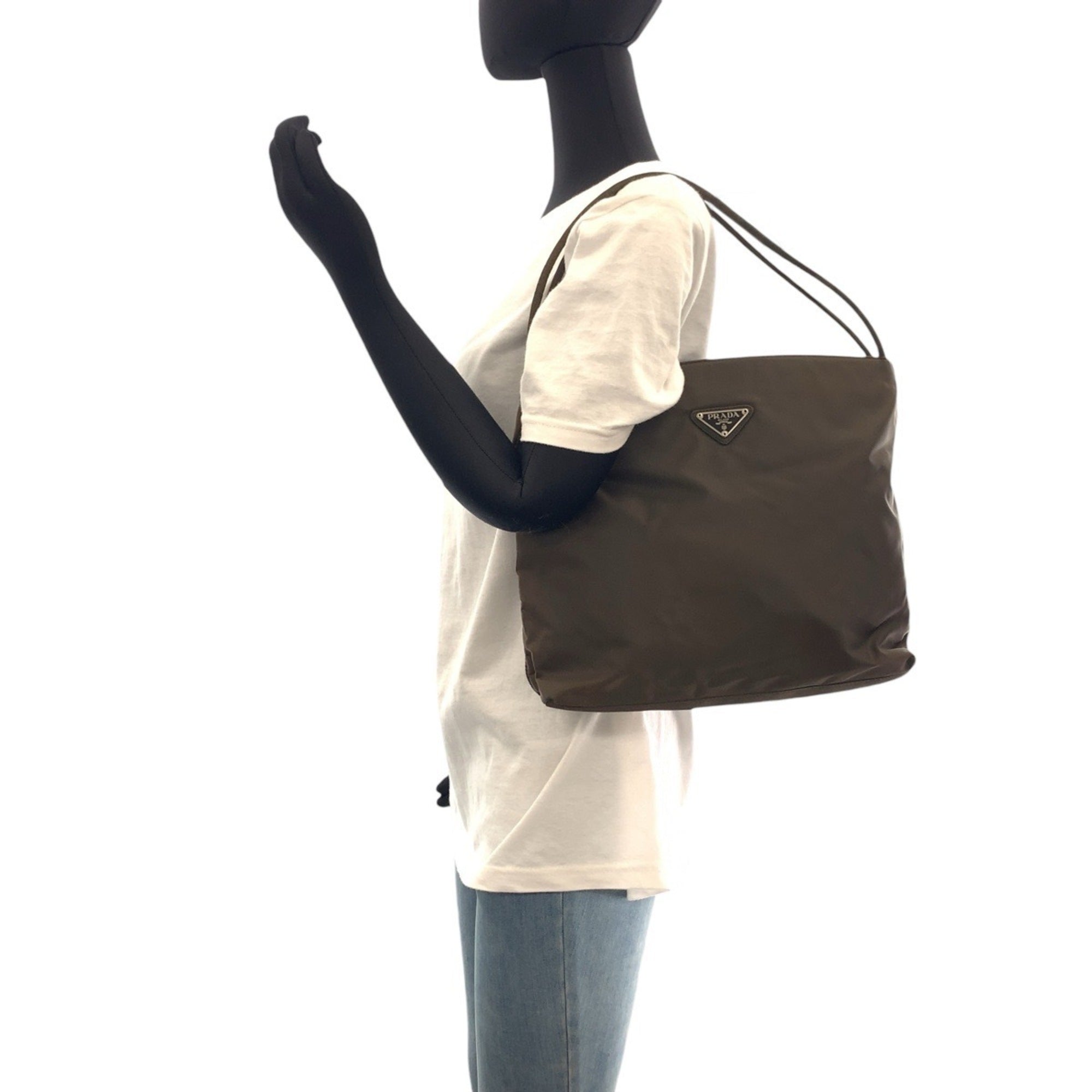 Prada Brown Nylon Shoulder Bag (Pre-Owned)
