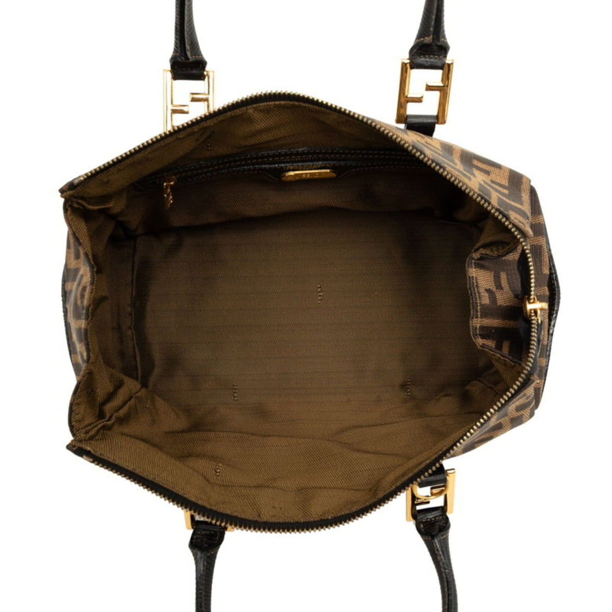 Fendi Black Brown Zucca Handbag Shoulder Bag (Pre-Owned)