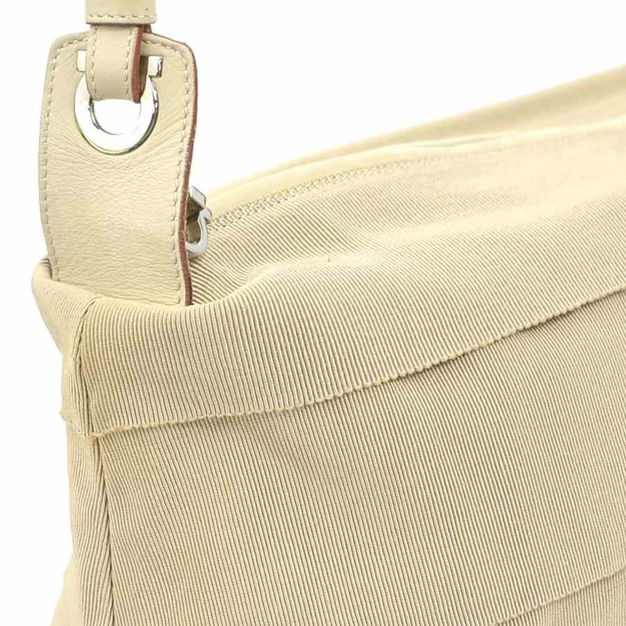 Salvatore Ferragamo Beige Canvas Leather Shoulder Bag (Pre-Owned)