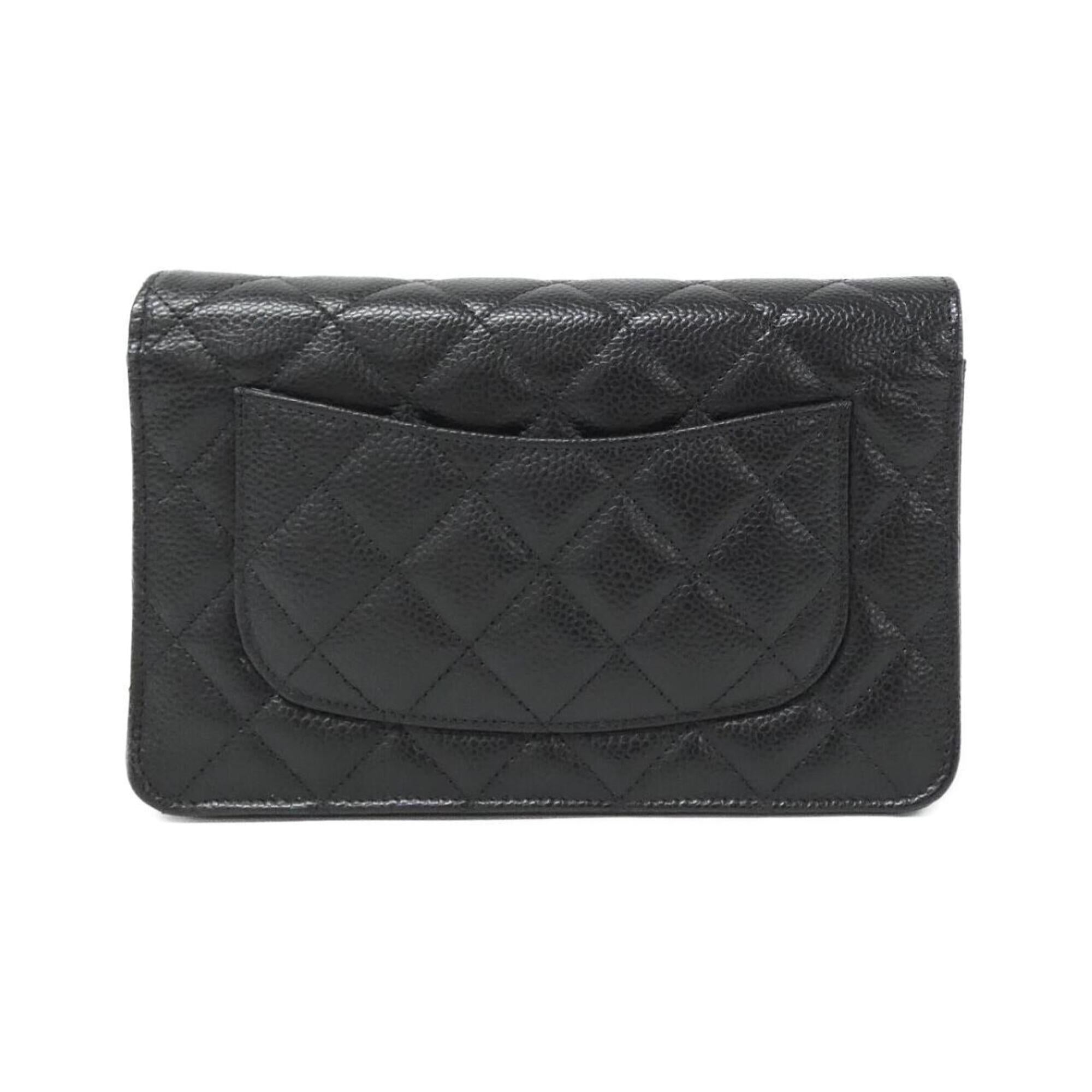 Chanel Black Bordeaux Grained Calfskin Chain/Shoulder Wallet (Pre-Owned)