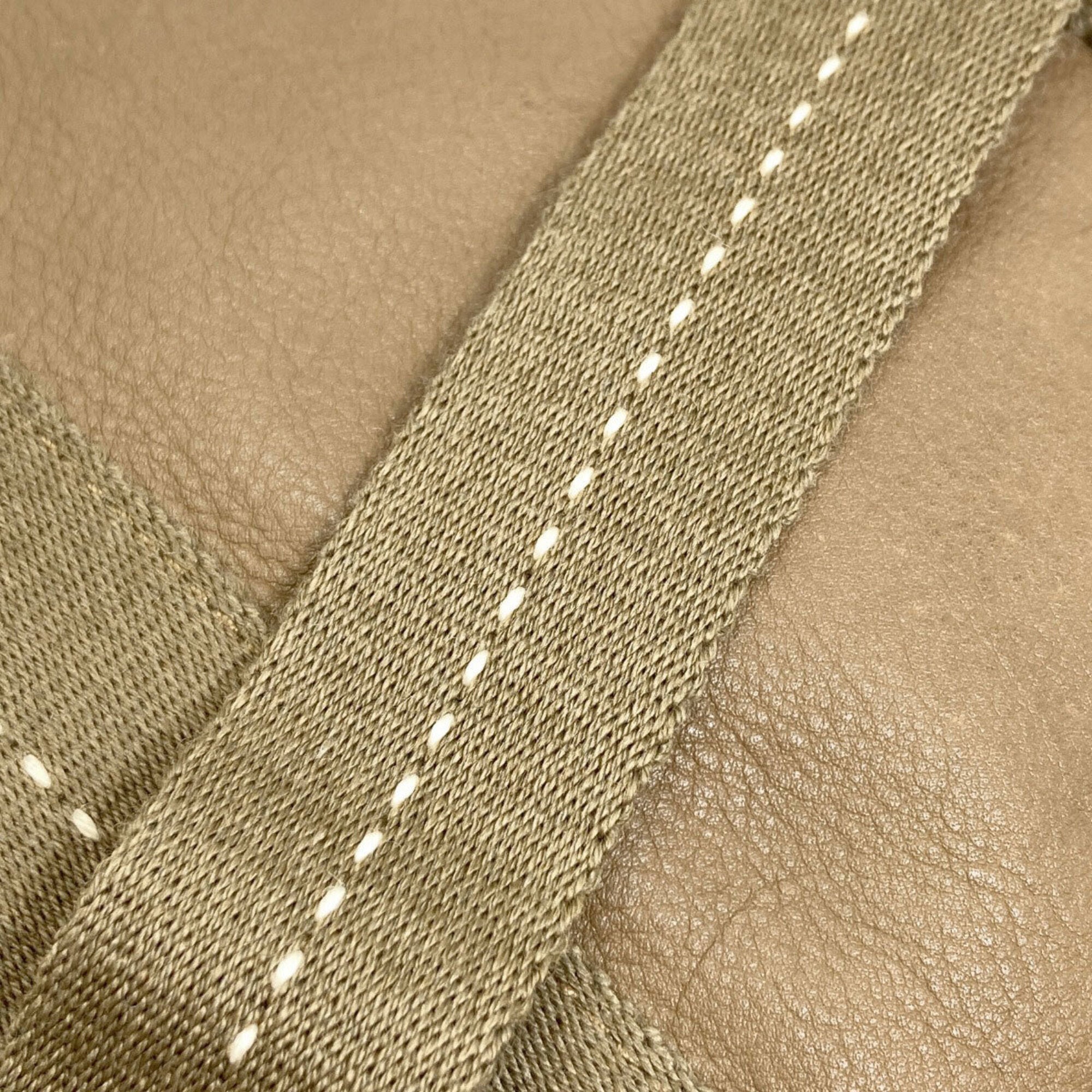 Hermes Caravan Horizontal Khaki Canvas Veau Derma Handbag (Pre-Owned)