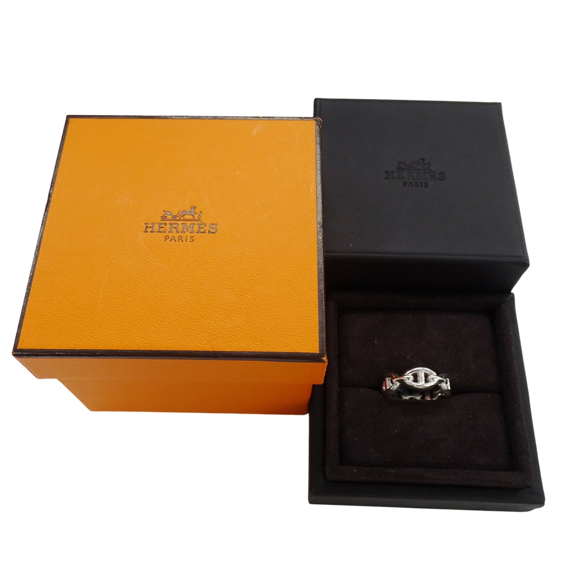 Hermes Silver Silver 925 Band Ring (Pre-Owned)