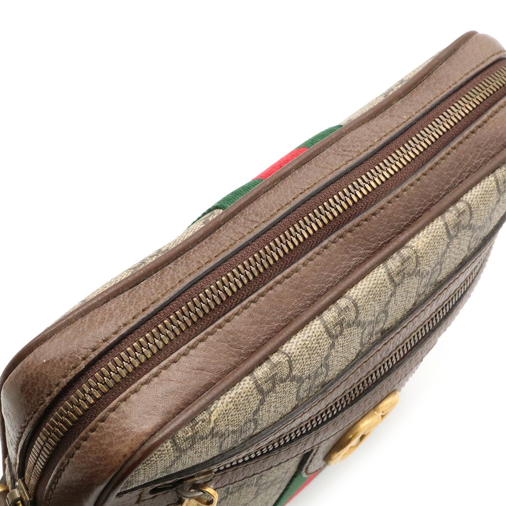 Gucci Beige Brown Green Red Color Yellow Gg Supreme Handbag (Pre-Owned)