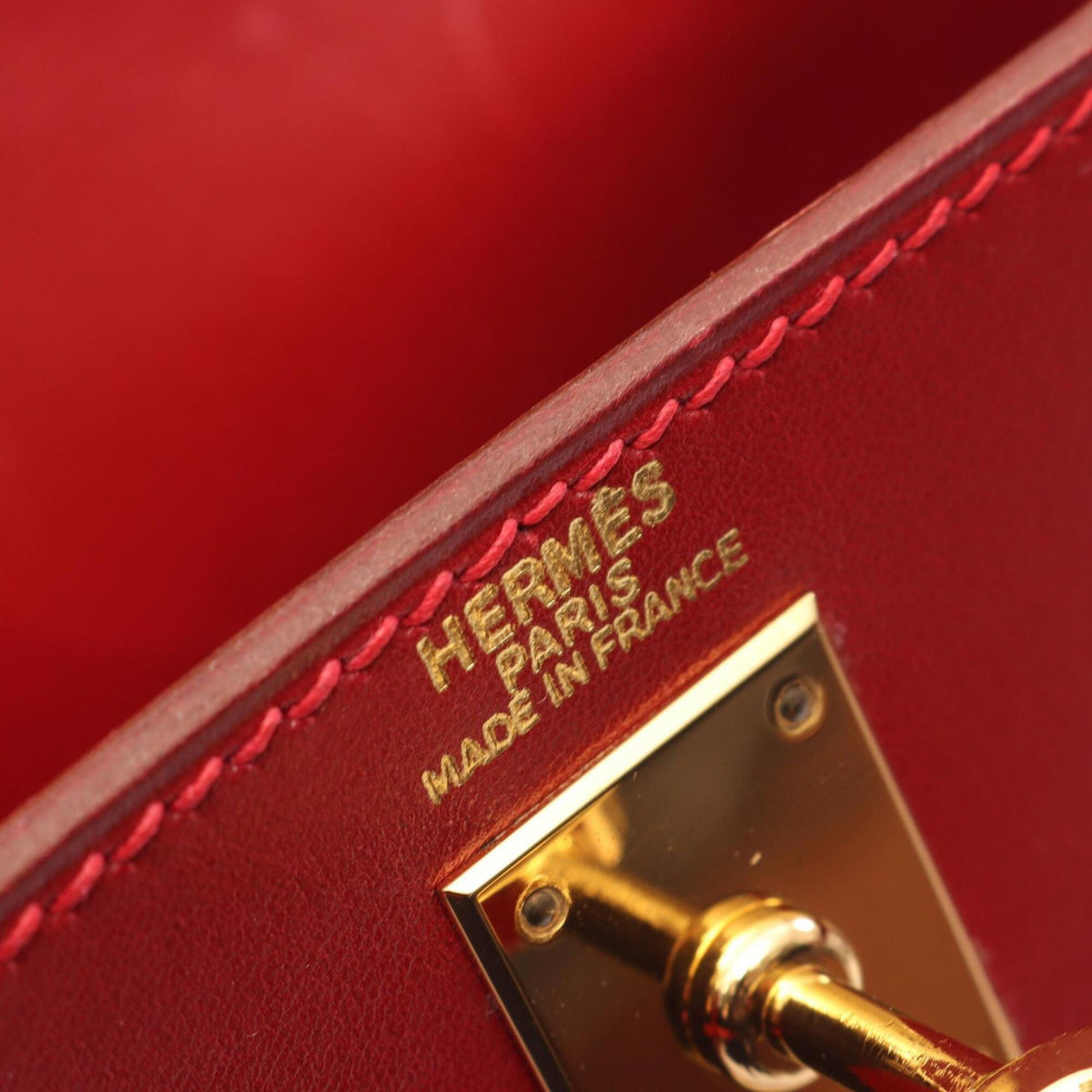 Hermes Red Color Box Calf Leather Leather Backpack Handbag (Pre-Owned)