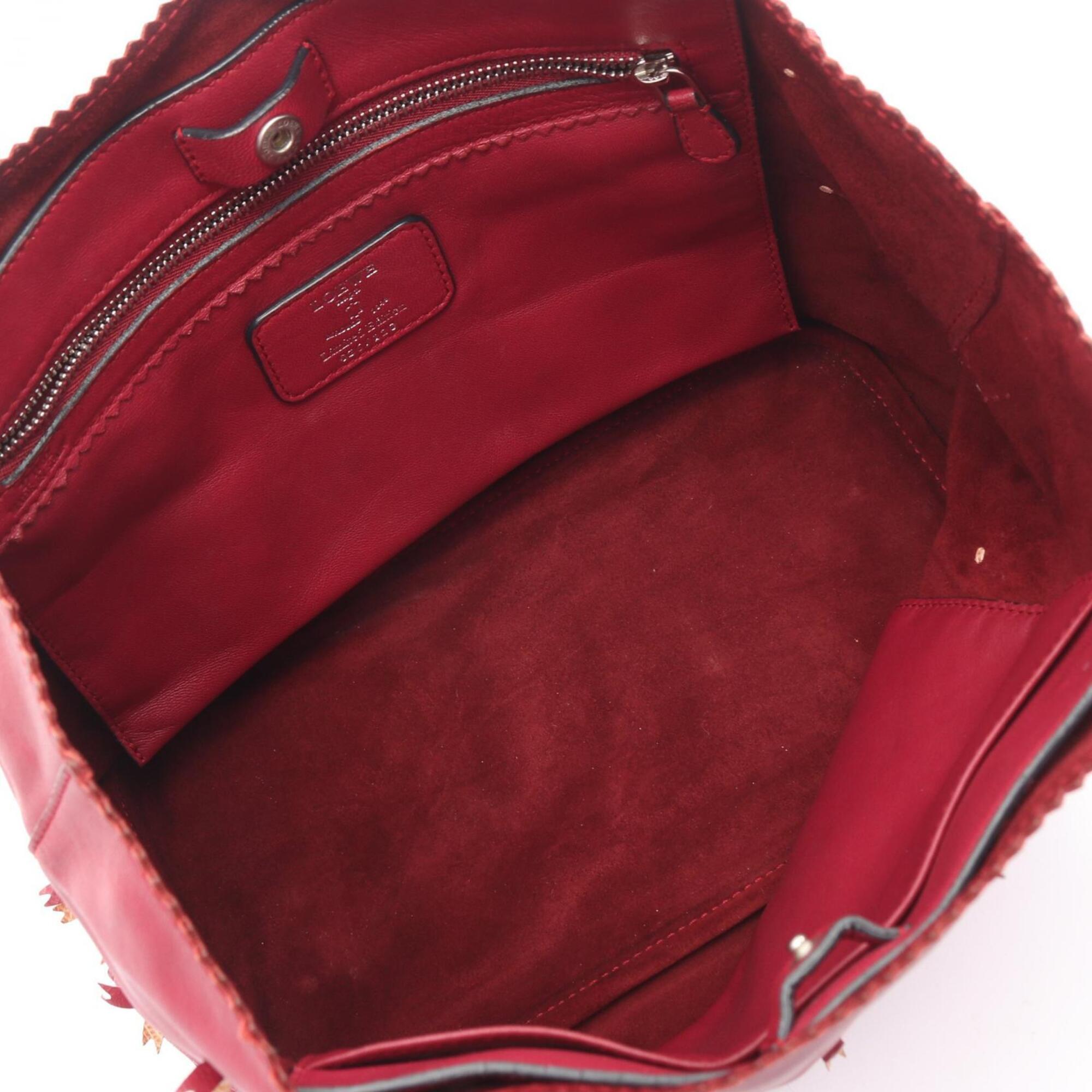 Loewe Bordeaux Pink Leather Handbag Tote Bag (Pre-Owned)
