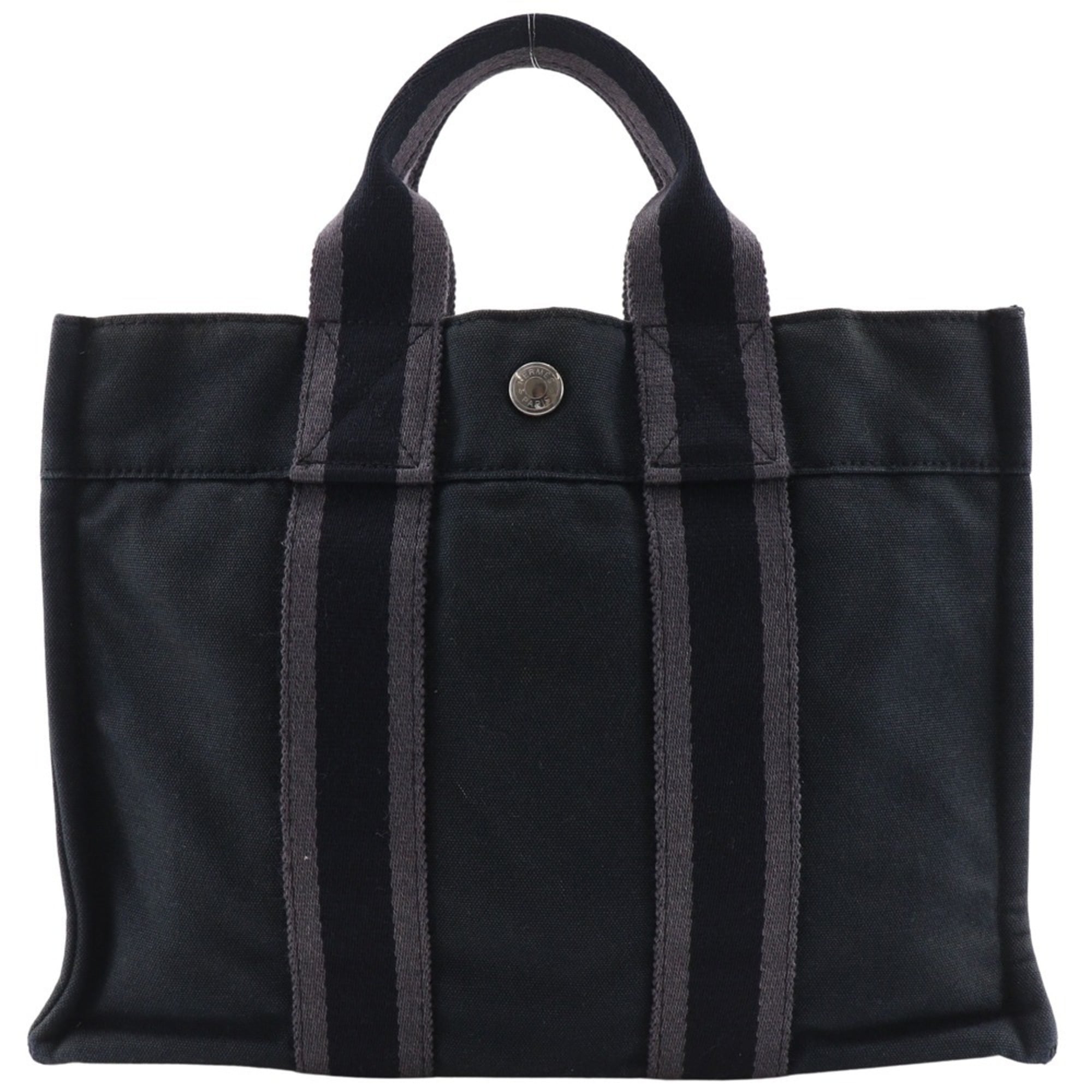 Hermes Black Cotton Canvas Handbag (Pre-Owned)