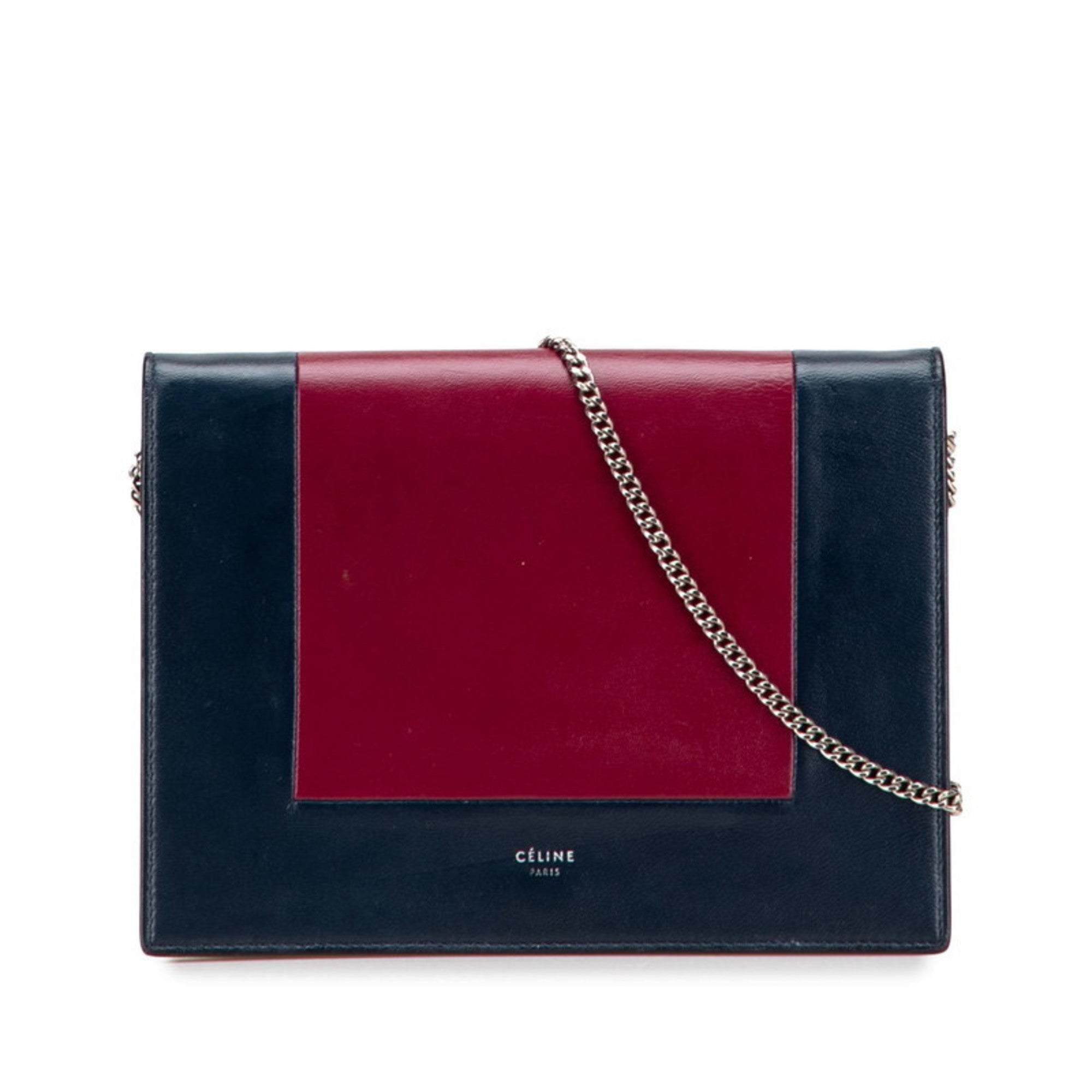 Celine Bordeaux Navy Leather Shoulder Bag (Pre-Owned)
