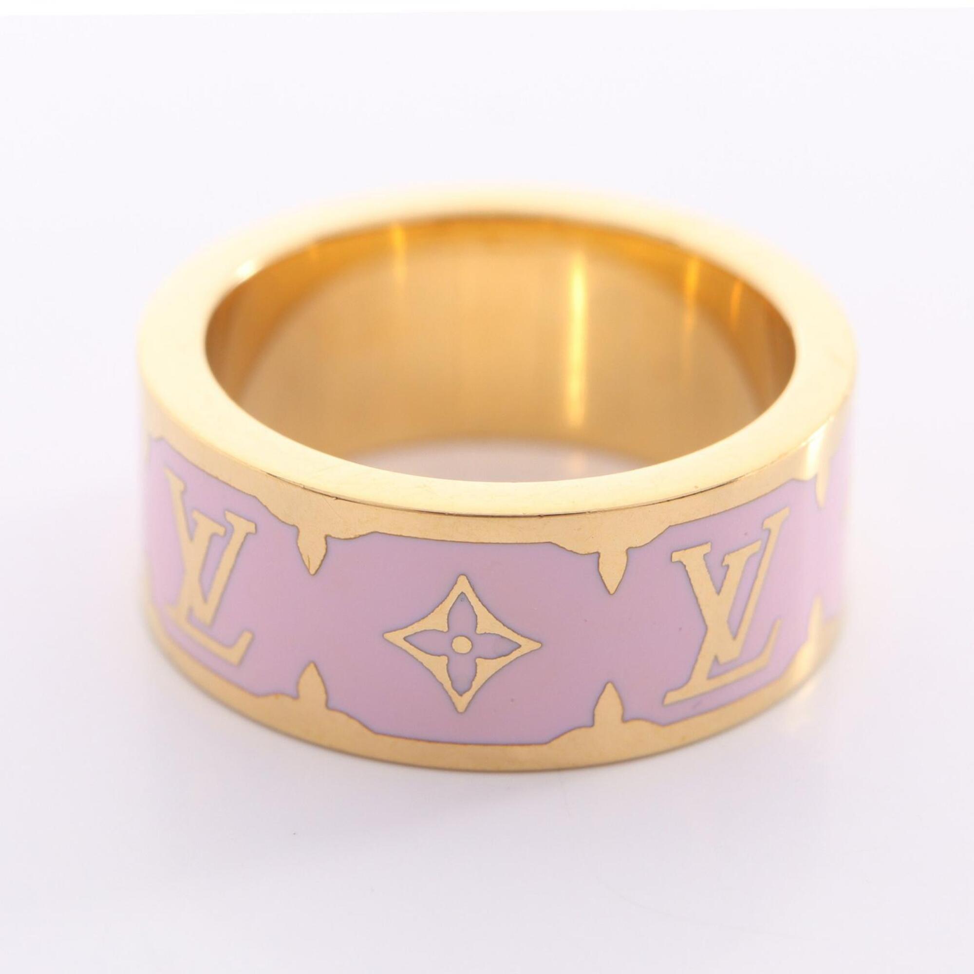 Louis Vuitton Gold Pink Enamel Gold Plating Band Ring (Pre-Owned)