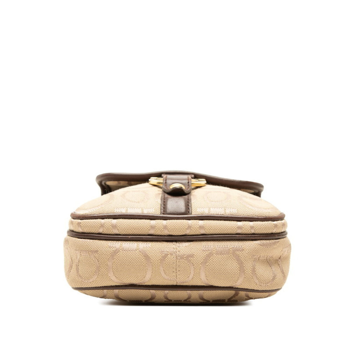 Salvatore Ferragamo Gancini Beige Canvas Leather Shoulder Bag (Pre-Owned)