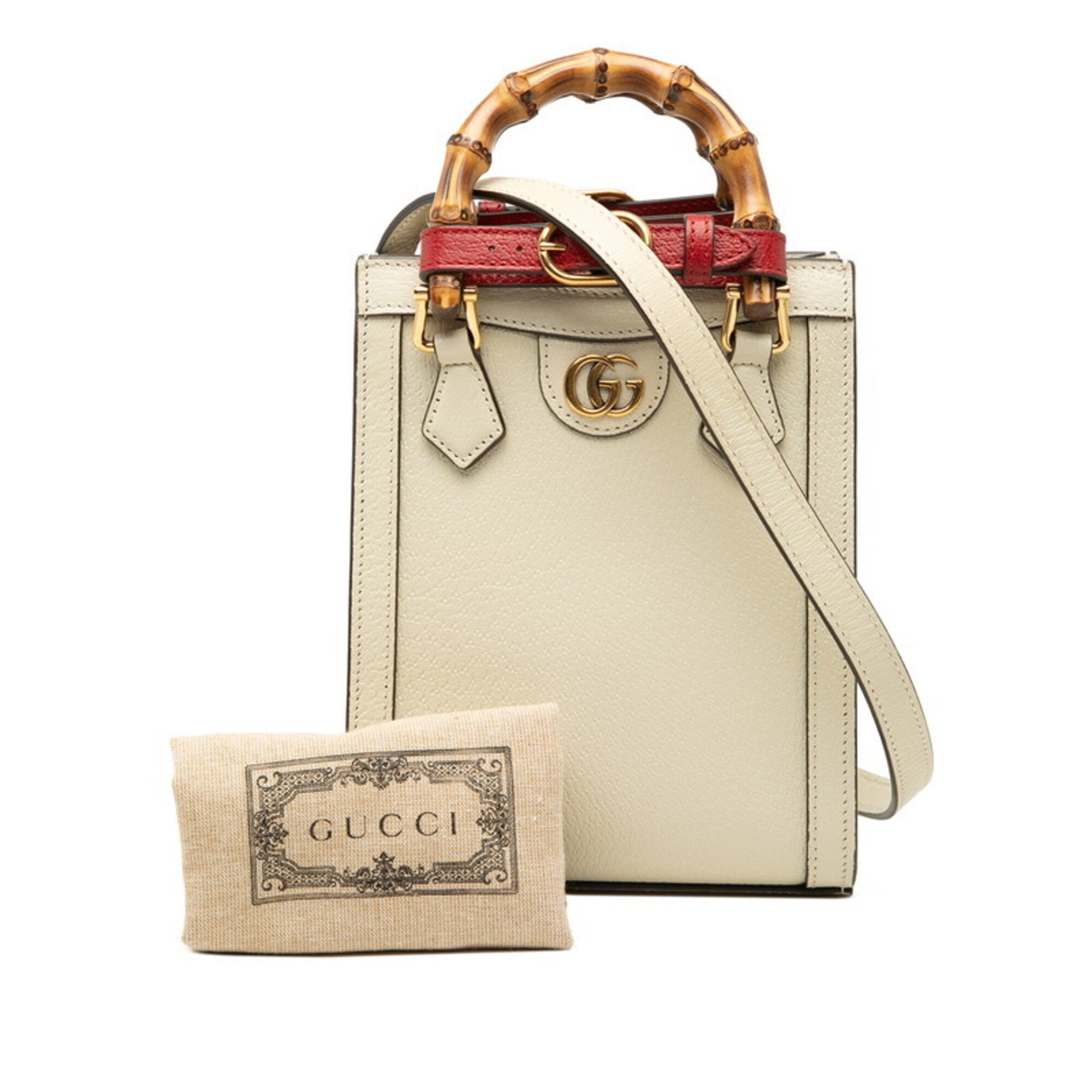 Gucci Ivory White Leather Handbag Shoulder Bag Tote Bag (Pre-Owned)