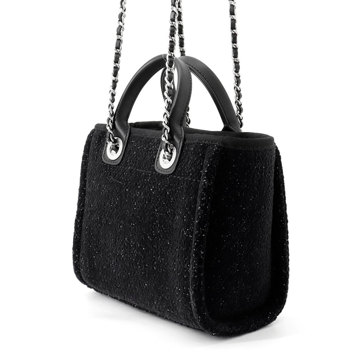 Chanel Black Tweed Leather Tote Bag (Pre-Owned)