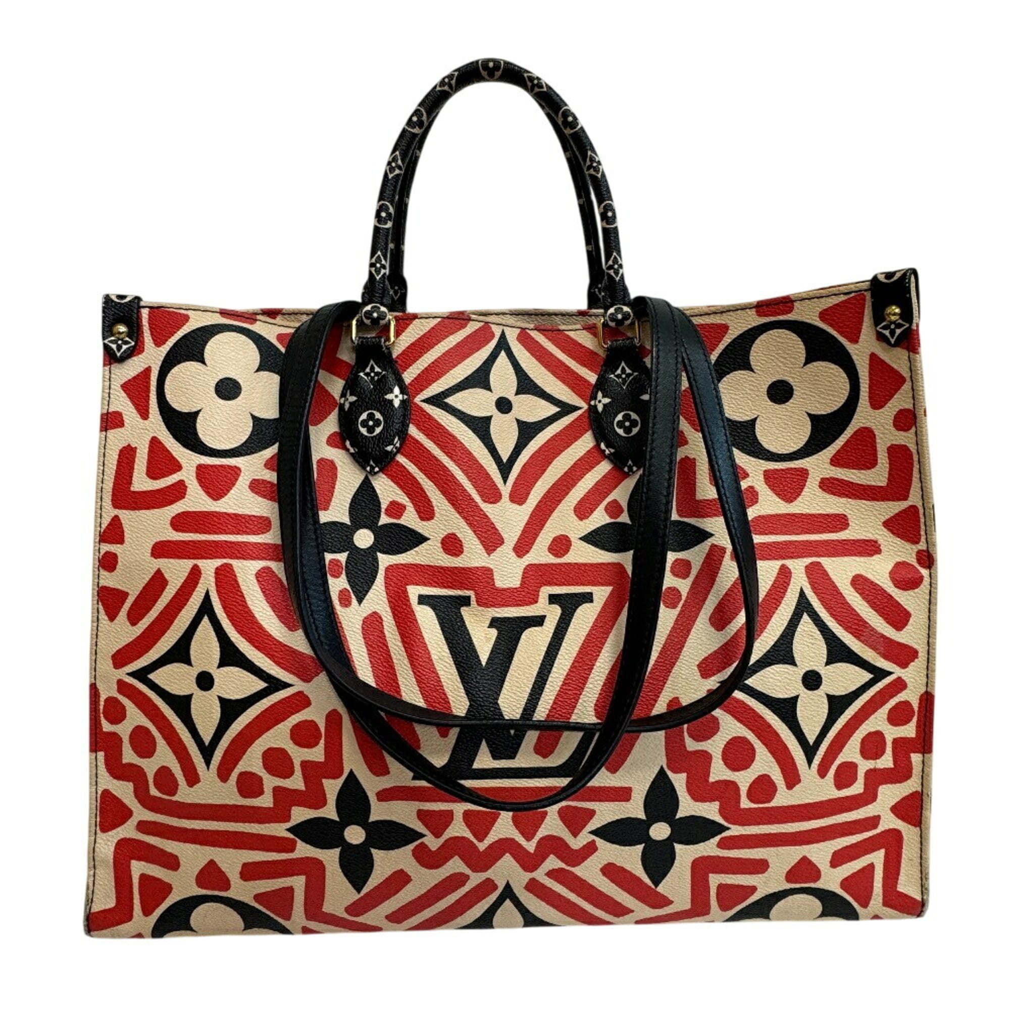 Louis Vuitton Beige Black Multi-Color Red Color Leather Handbag Shoulder Bag Tote Bag (Pre-Owned)