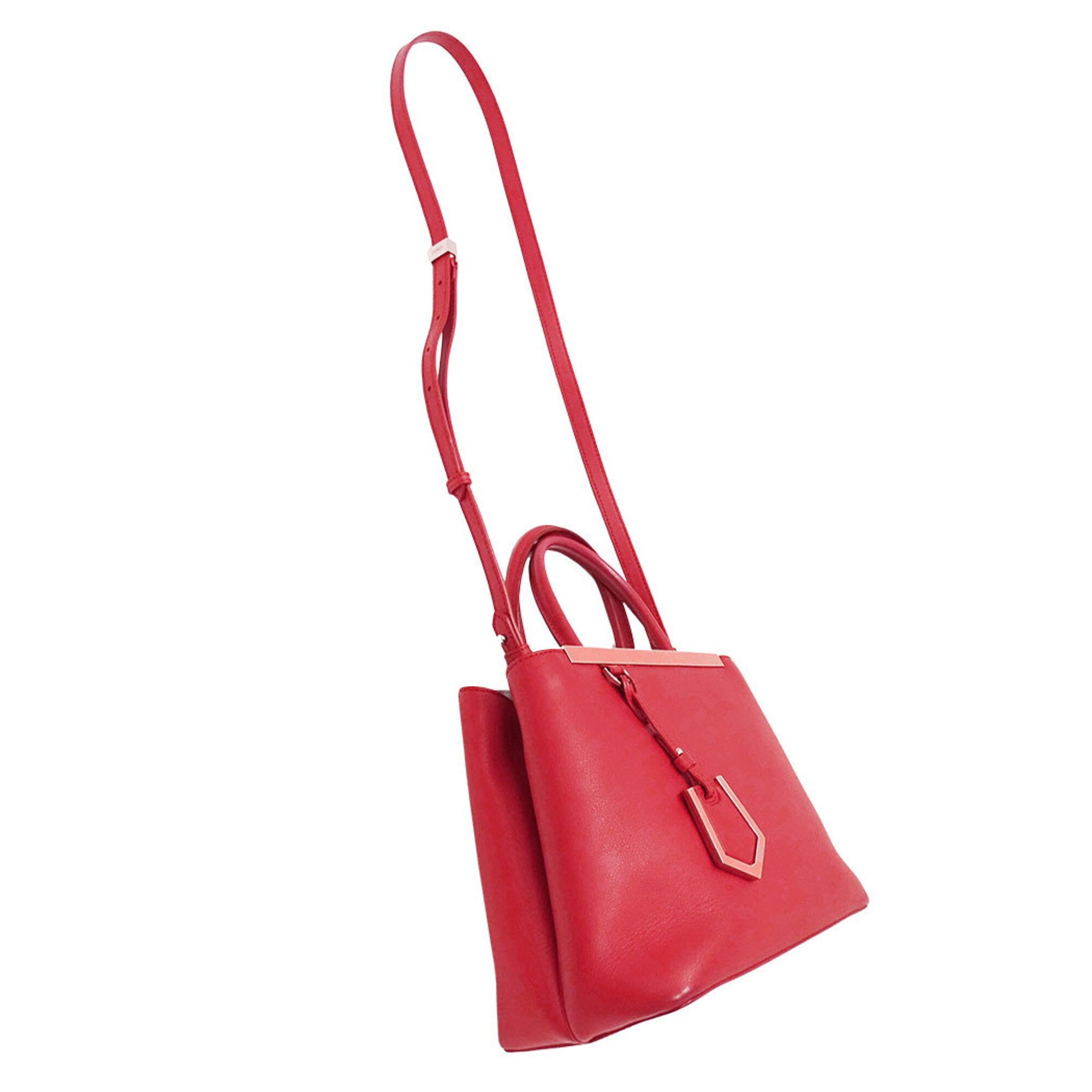 Fendi Red Color Leather Handbag Shoulder Bag (Pre-Owned)