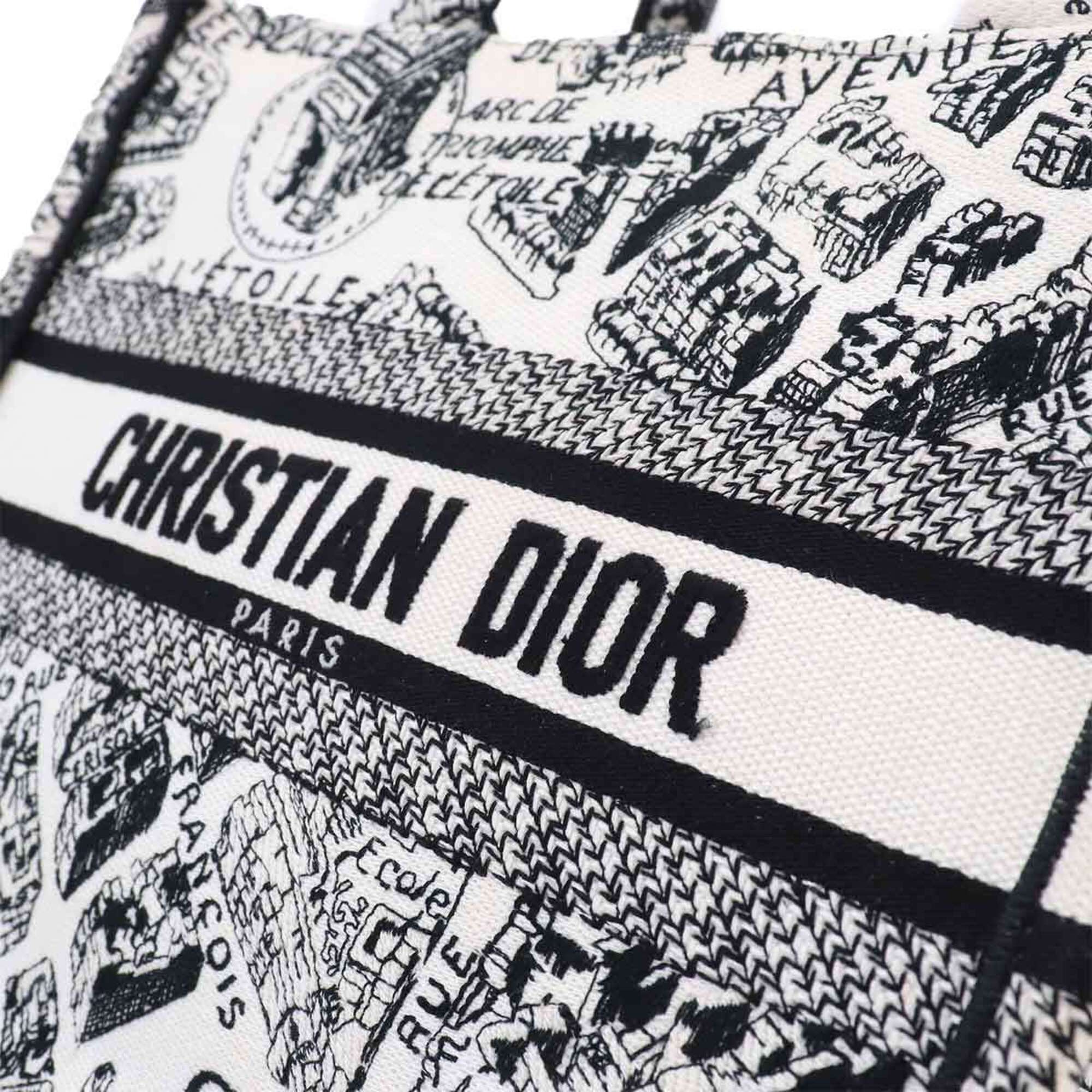 Christian Dior Black White Canvas Handbag Tote Bag (Pre-Owned)