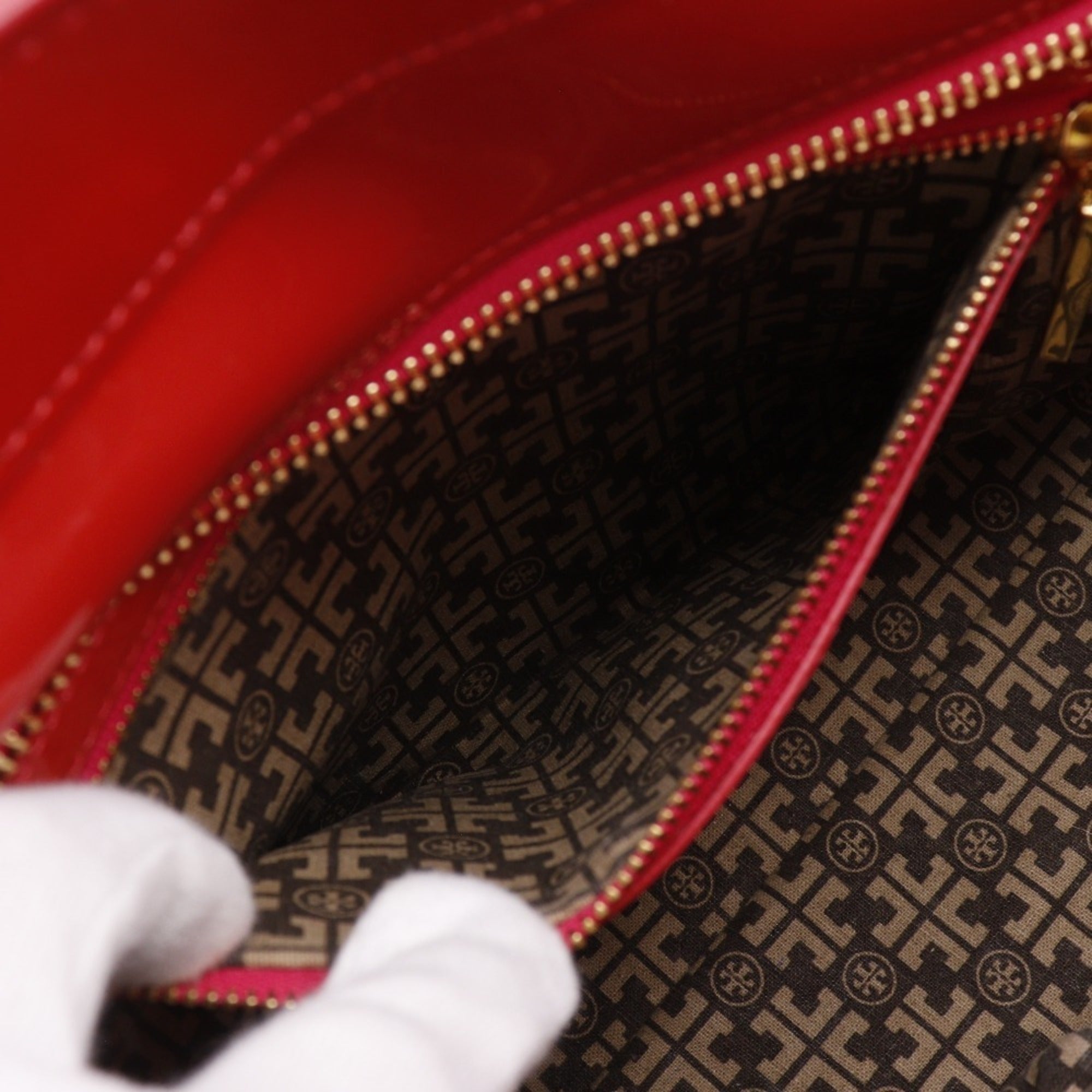 Tory Burch Red Color Leather Tote Bag (Pre-Owned)
