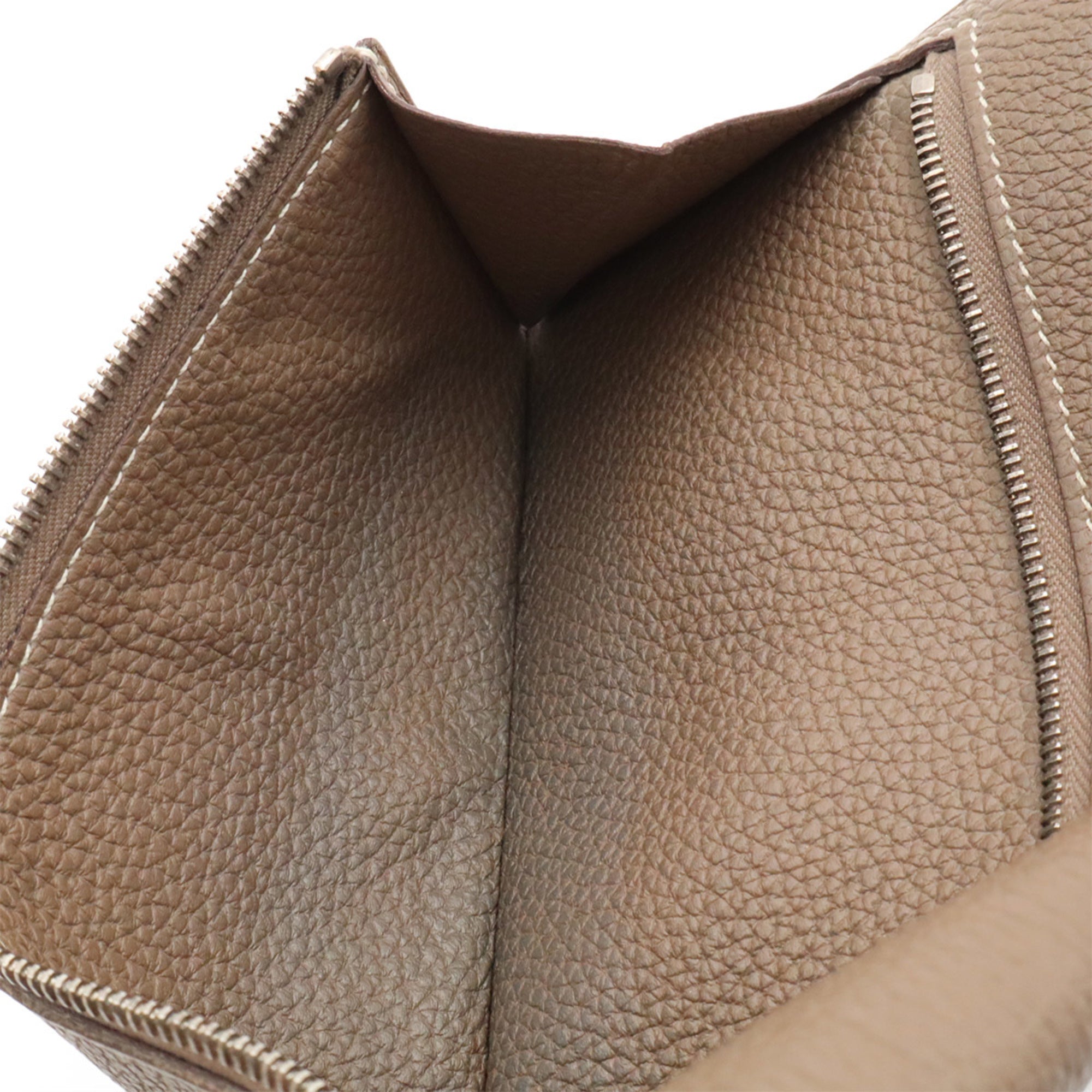 Hermes Etoupe Gray Togo Leather Long Wallet (Bi-Fold) (Pre-Owned)